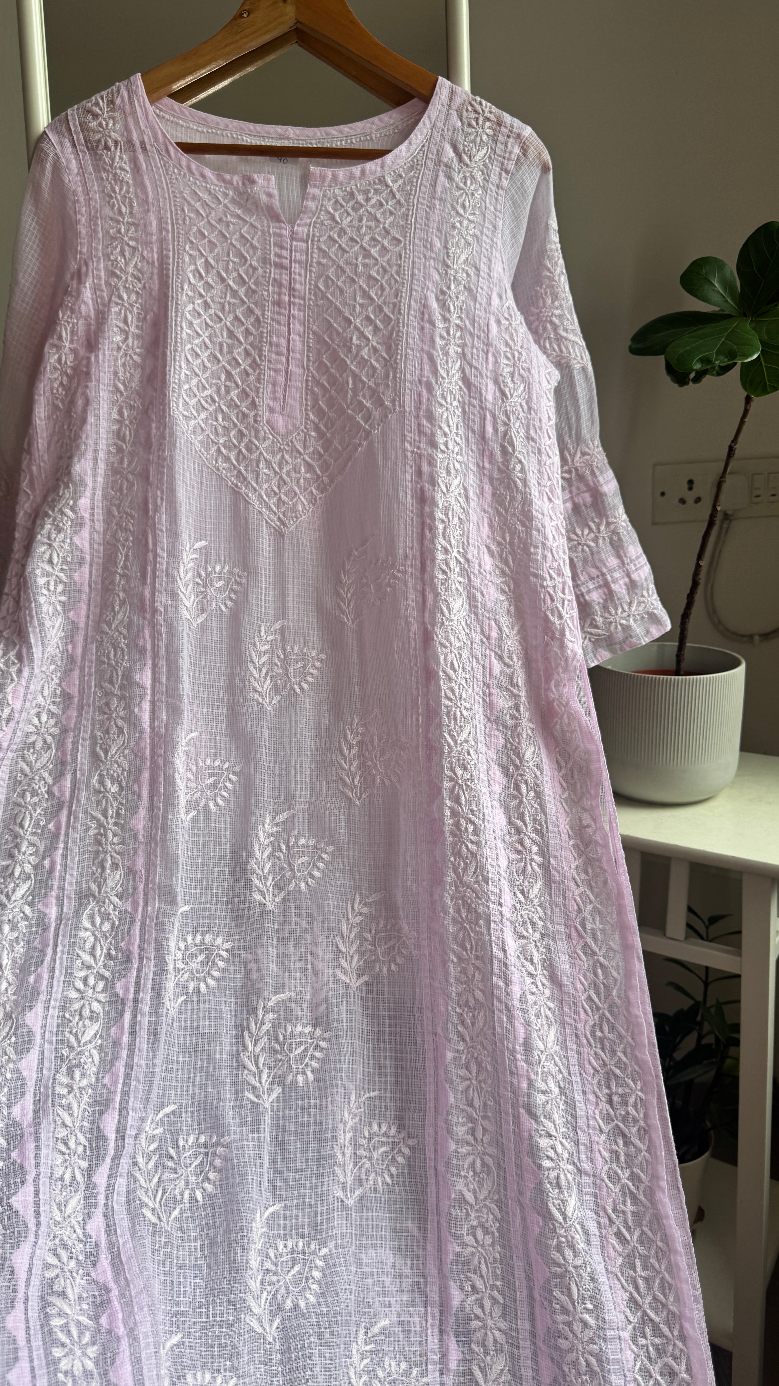 Kota Soft Cotton Chikankari Kurti -  Pink - TARA Collection