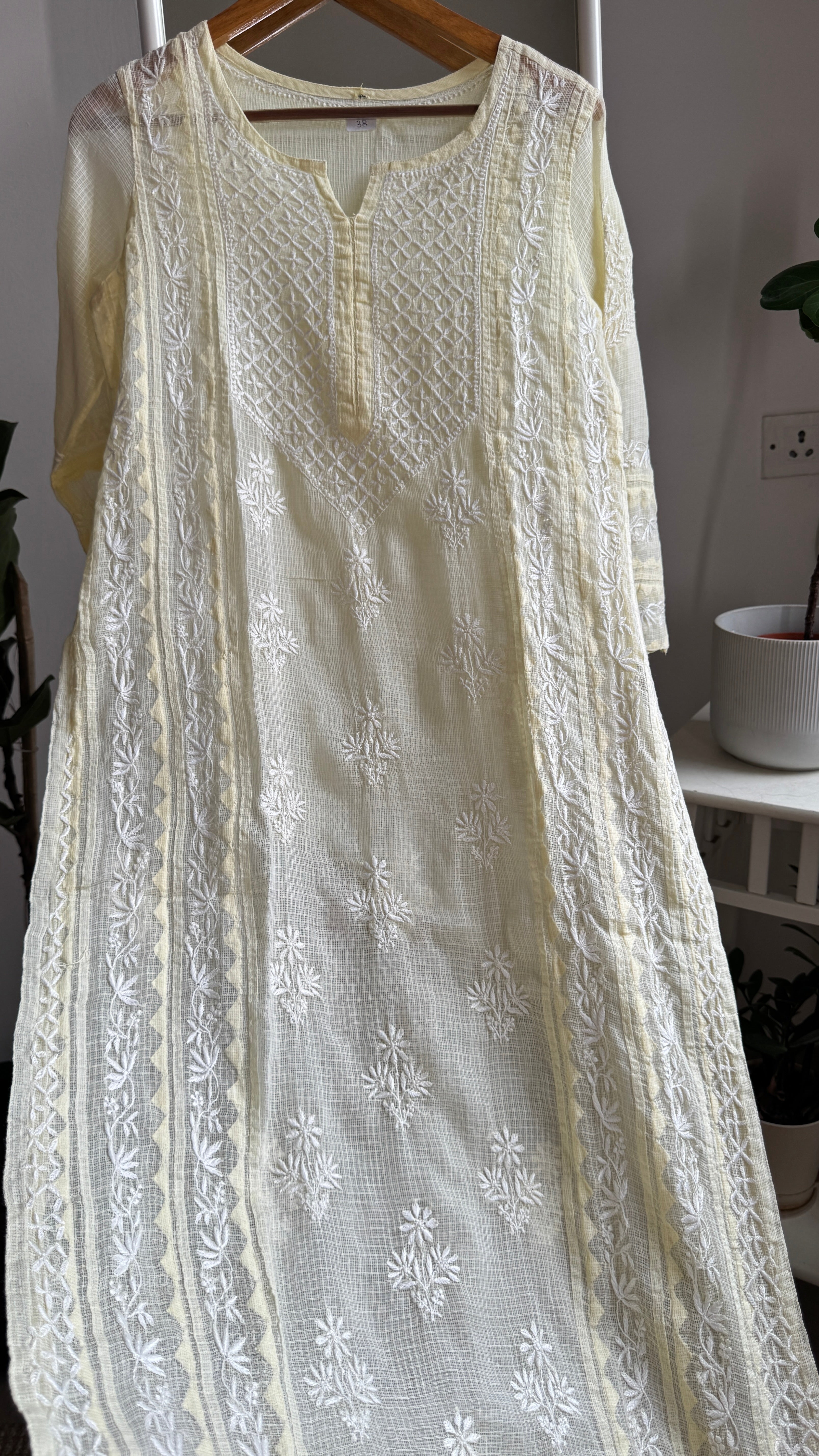 Kota Soft Cotton Chikankari Kurti - Cream Yellow - TARA Collection
