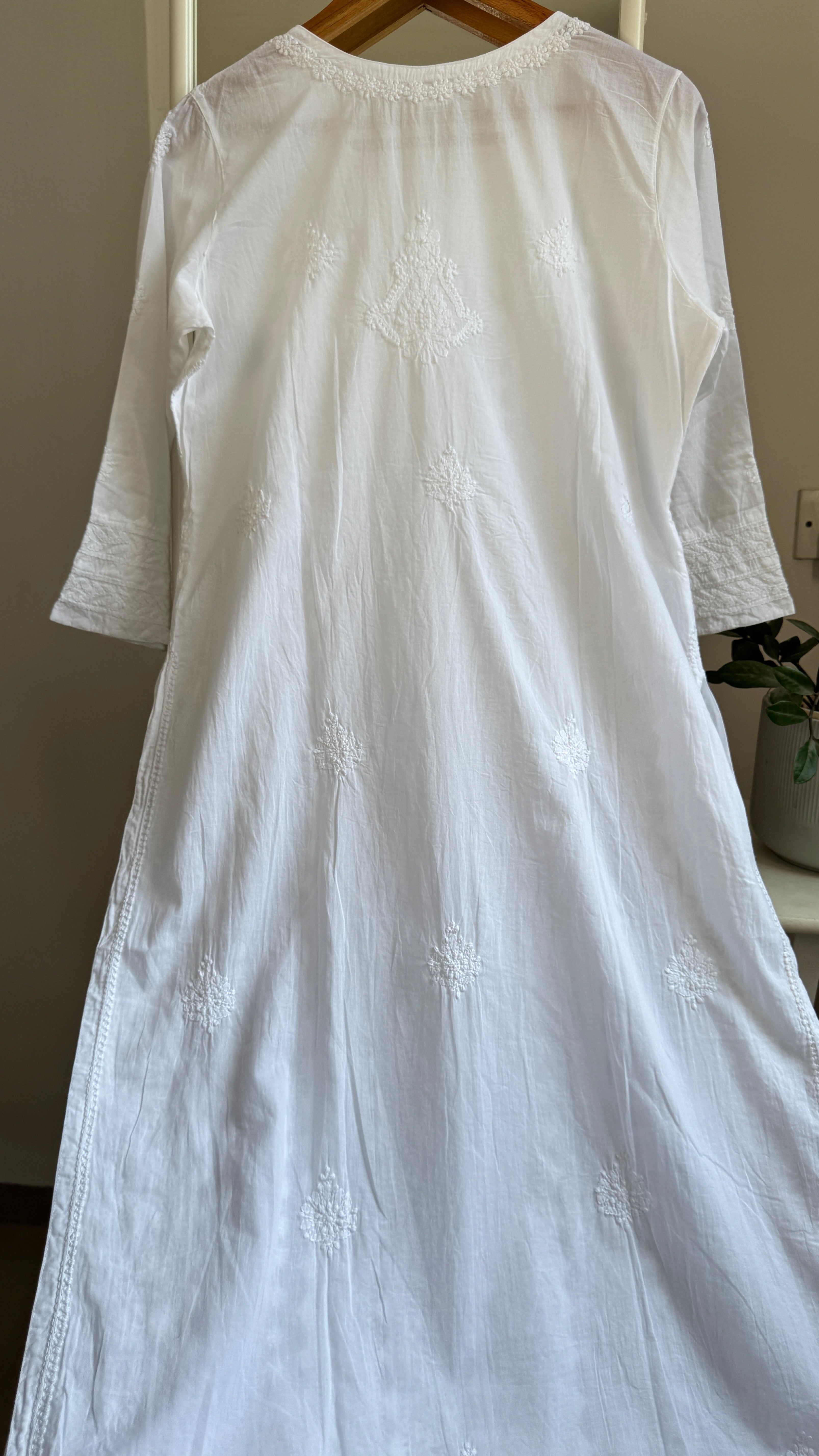 Pure Cotton Chikankari Full Jaal Kurti - White - Naaz Collection