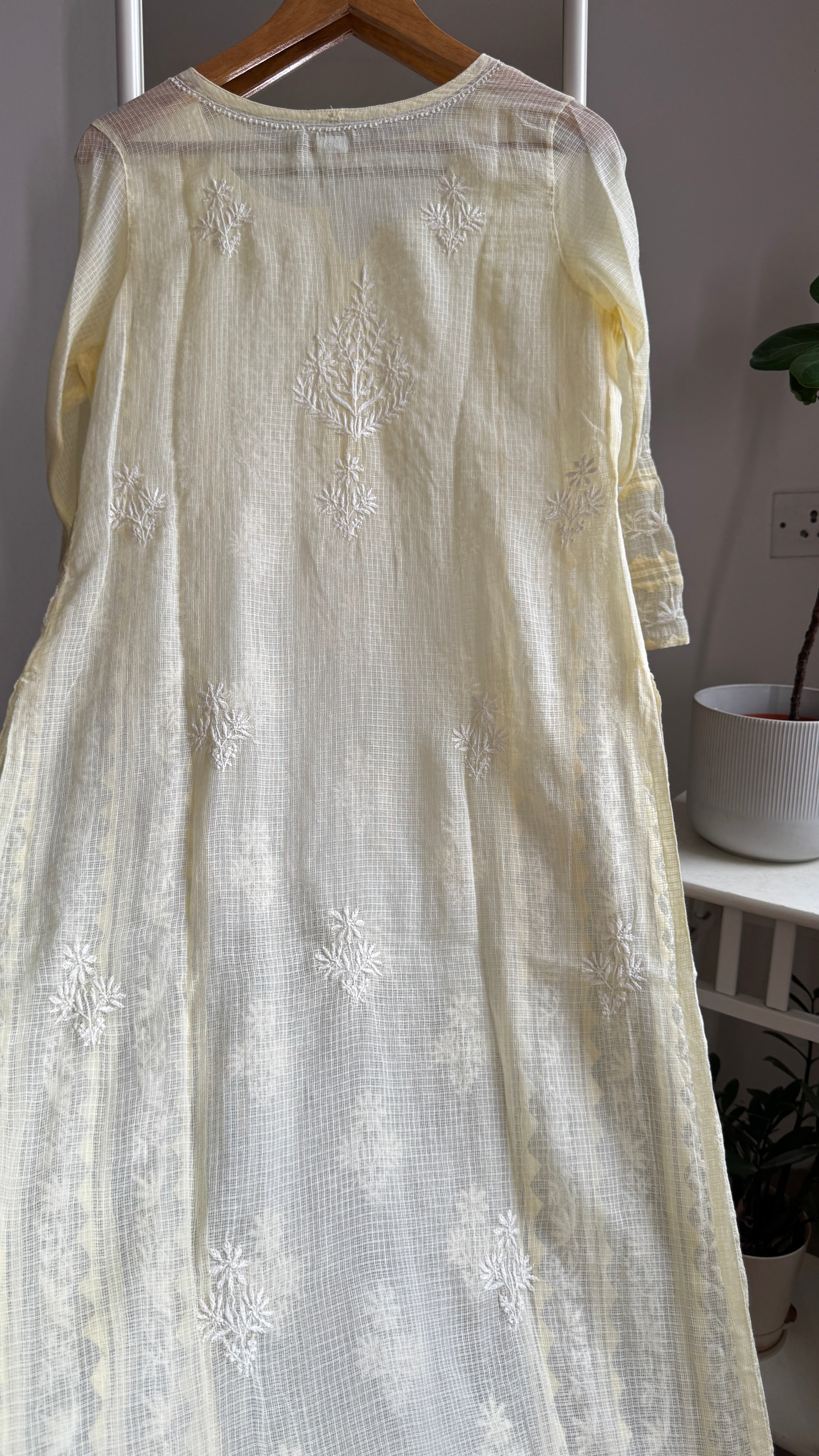 Kota Soft Cotton Chikankari Kurti - Cream Yellow - TARA Collection