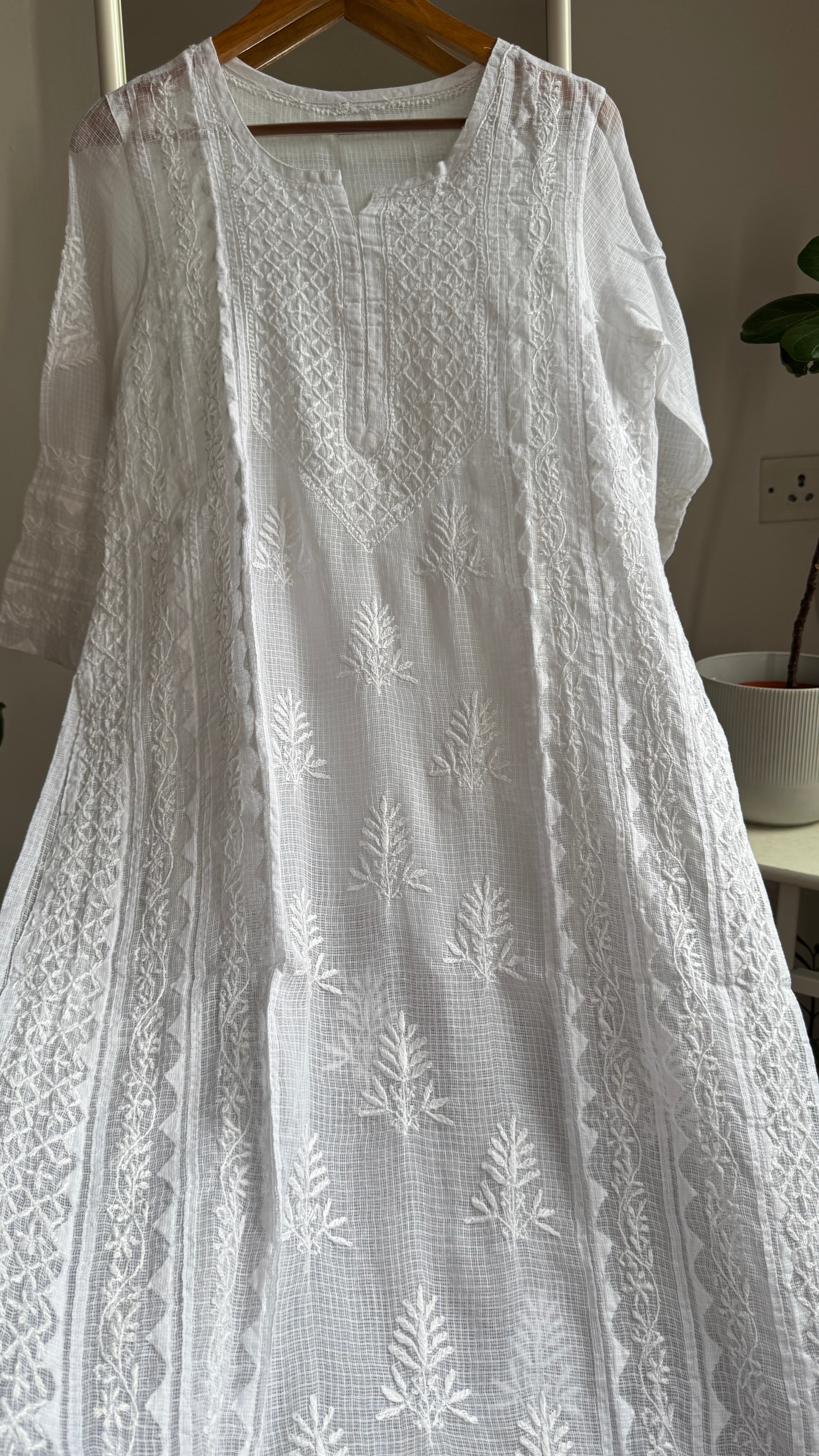 Kota Soft Cotton Chikankari Kurti - White - TARA Collection