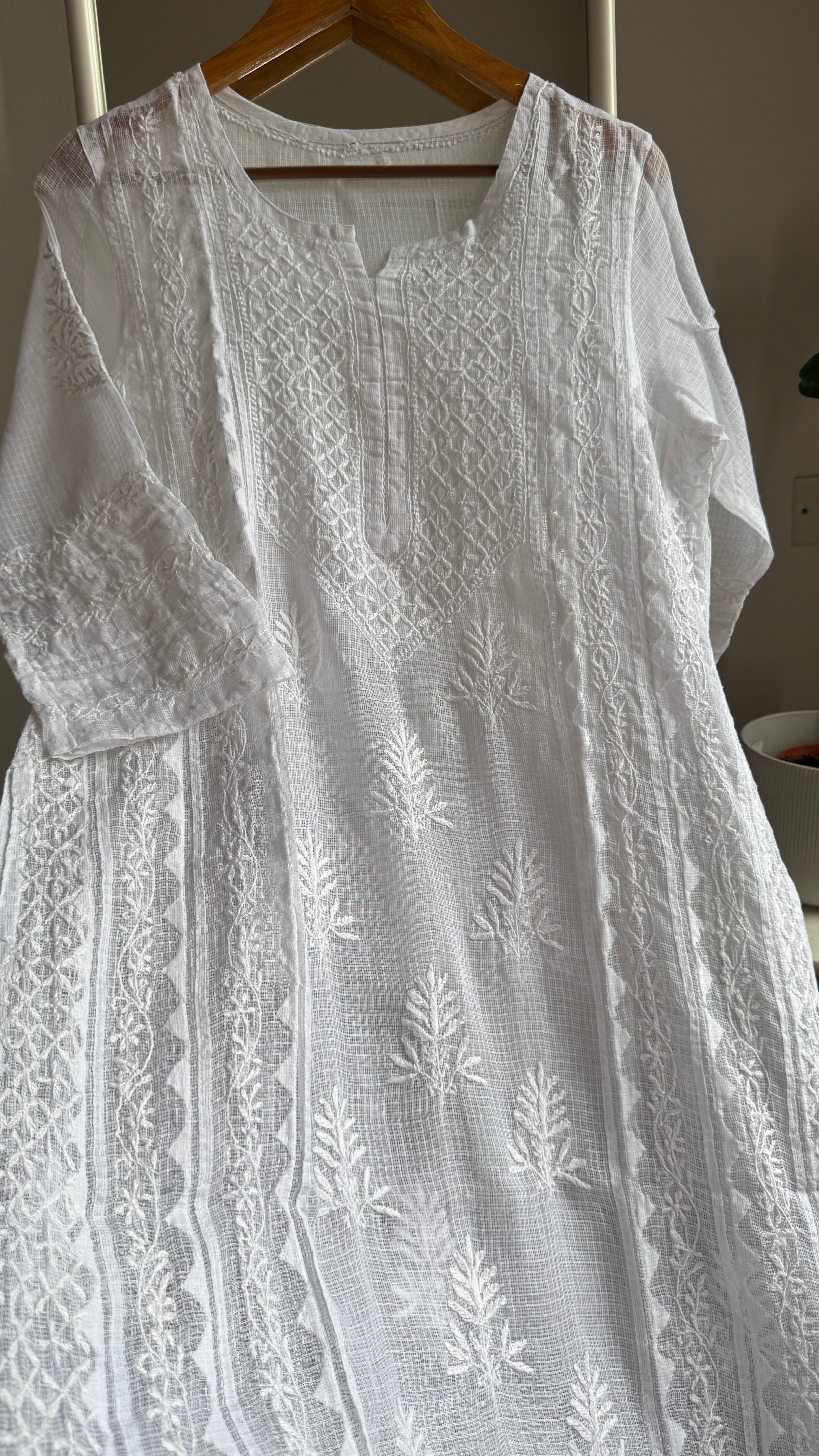Kota Soft Cotton Chikankari Kurti - White - TARA Collection