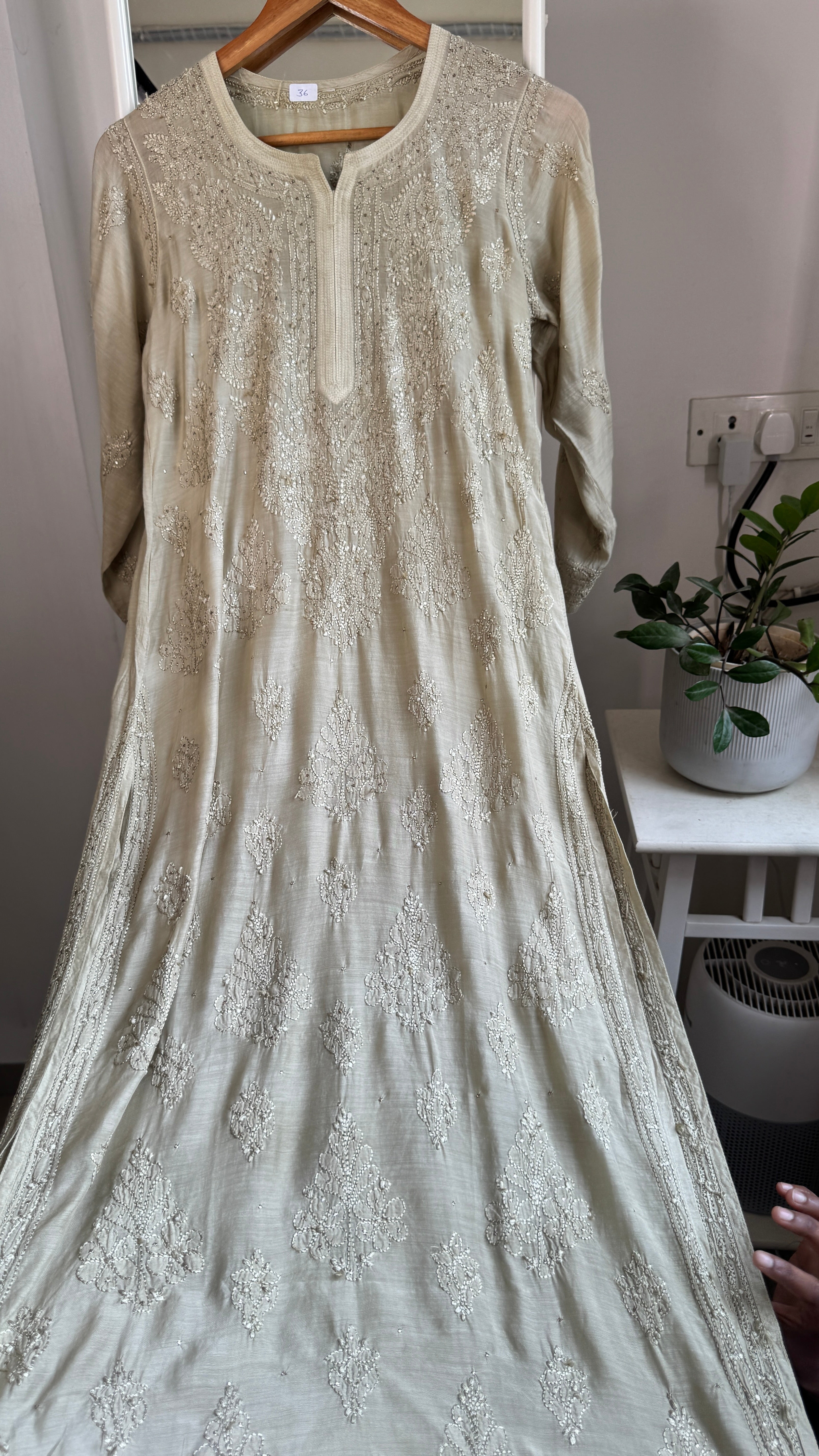 Muslin Chikankari Kurti with Mukaish work - Sheen Green - Aayat Collection