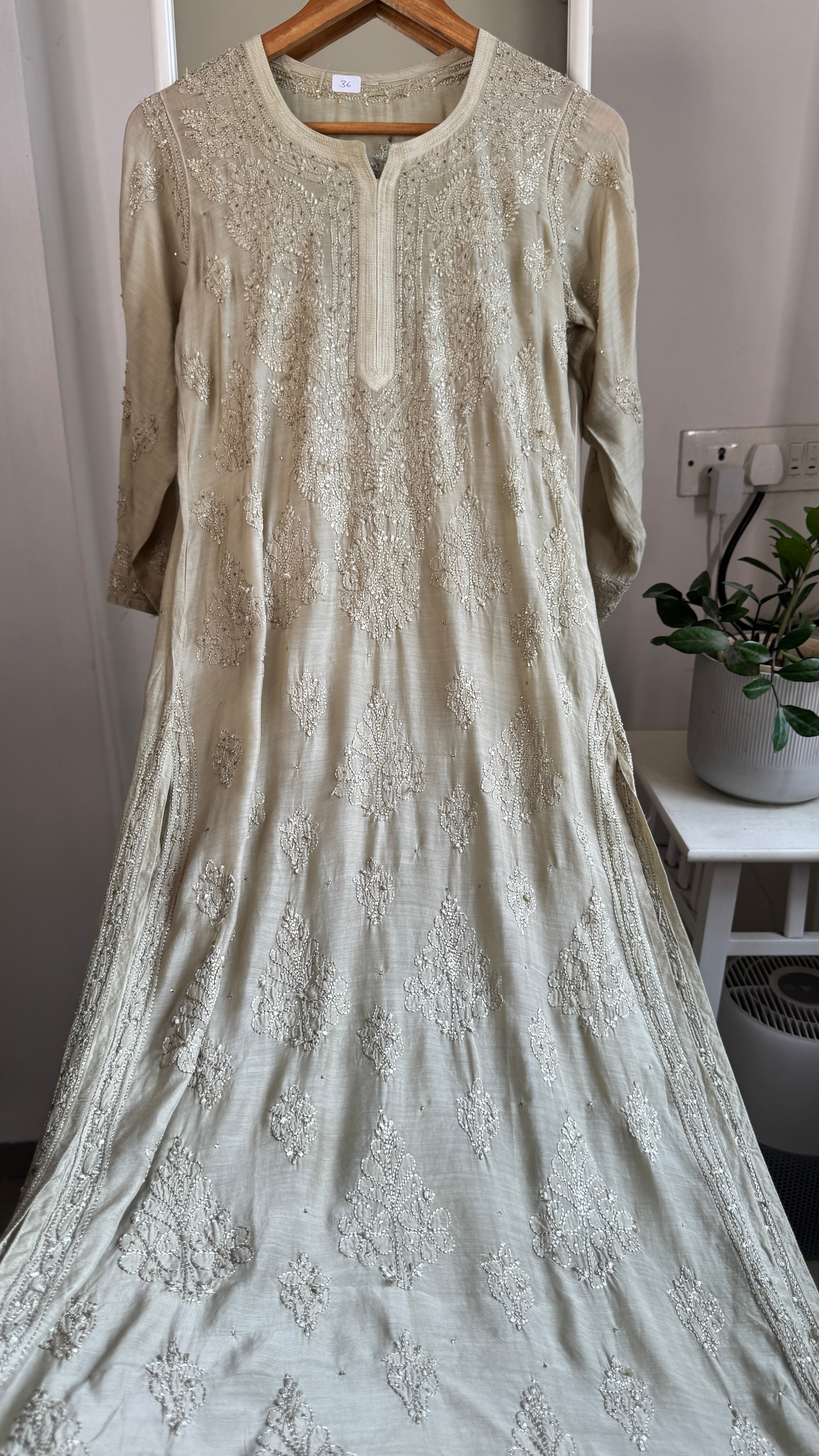 Muslin Chikankari Kurti with Mukaish work - Sheen Green - Aayat Collection