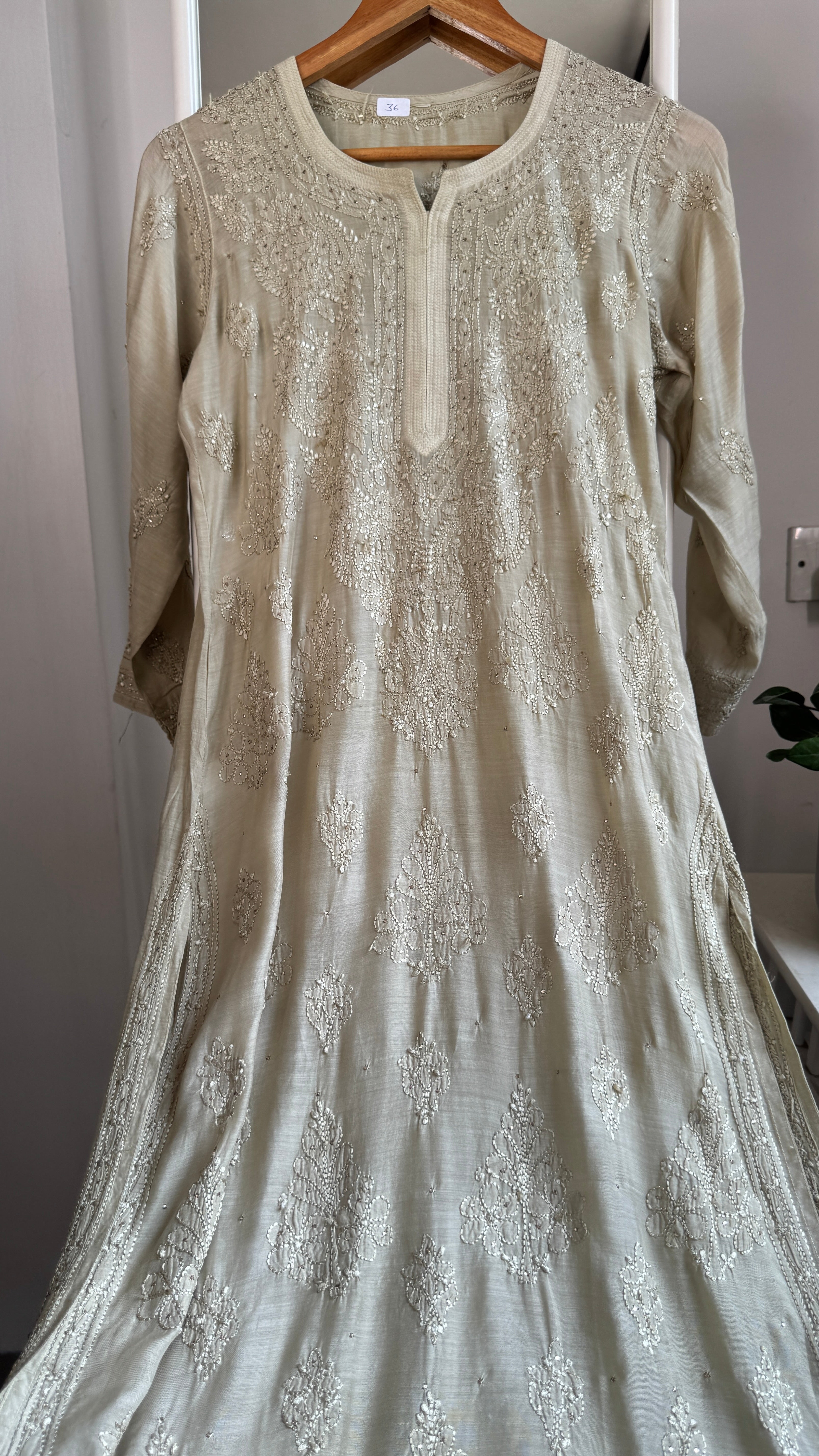 Muslin Chikankari Kurti with Mukaish work - Sheen Green - Aayat Collection