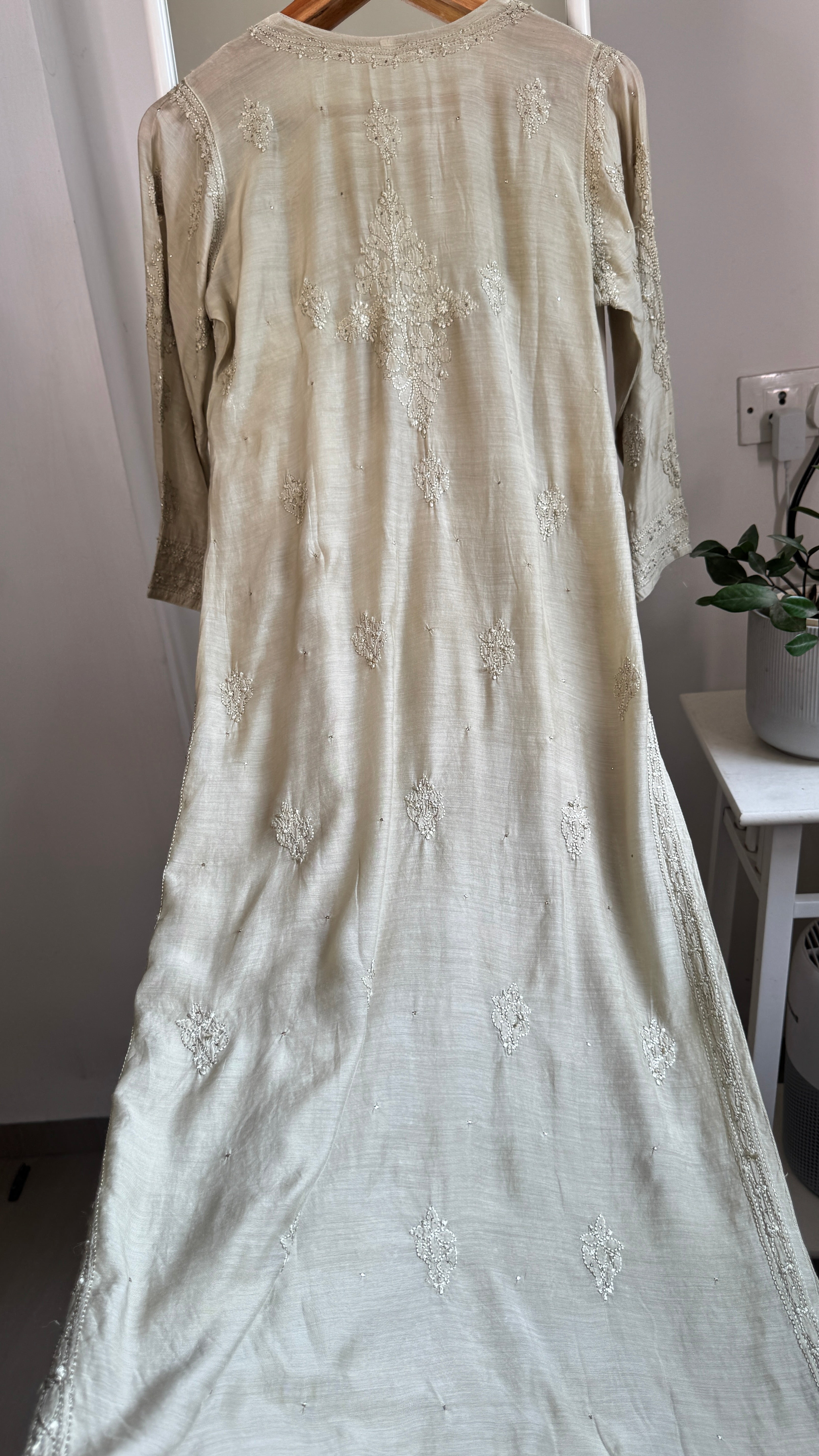 Muslin Chikankari Kurti with Mukaish work - Sheen Green - Aayat Collection