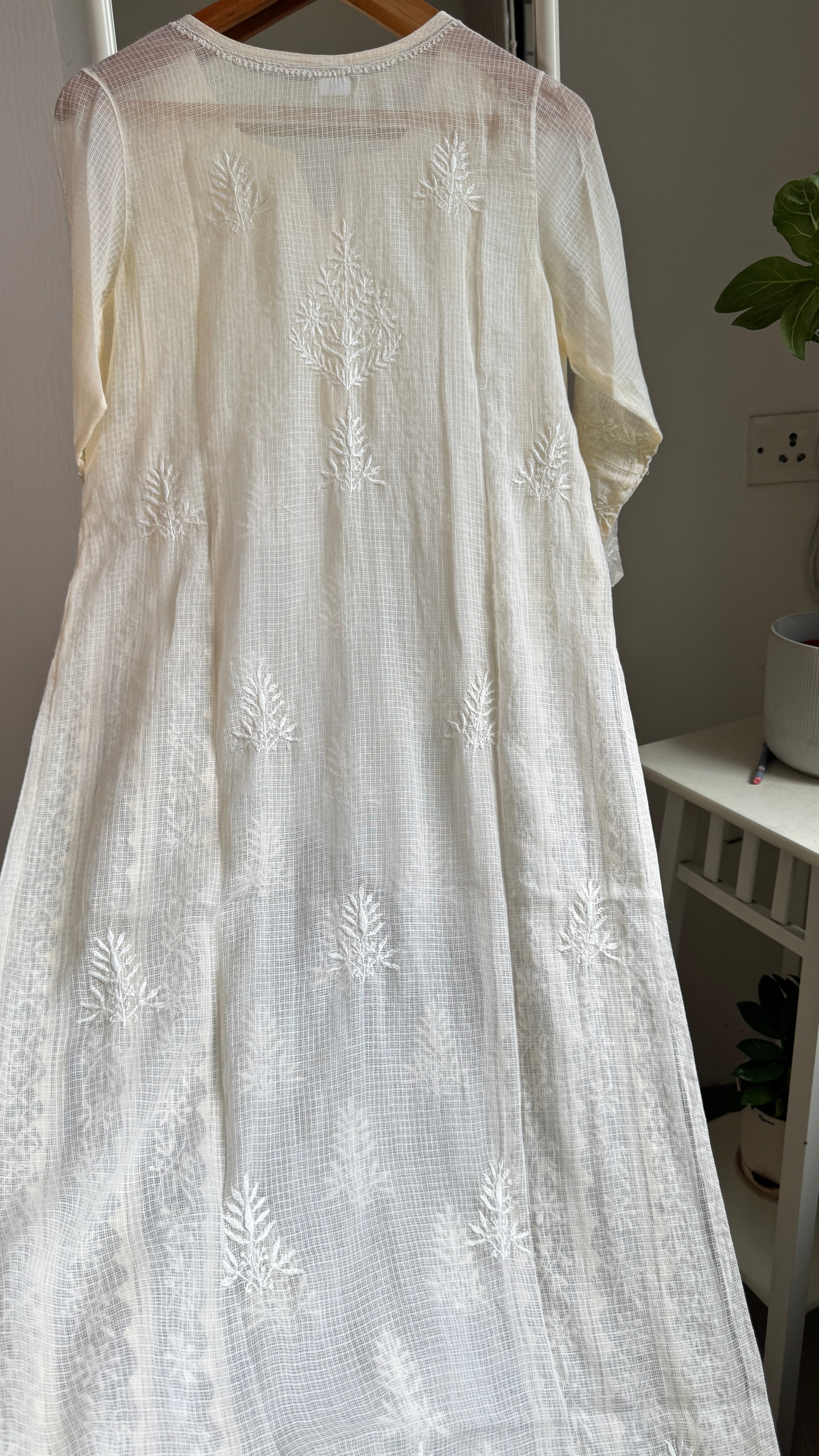Kota Soft Cotton Chikankari Kurti - Butter Cream - TARA Collection