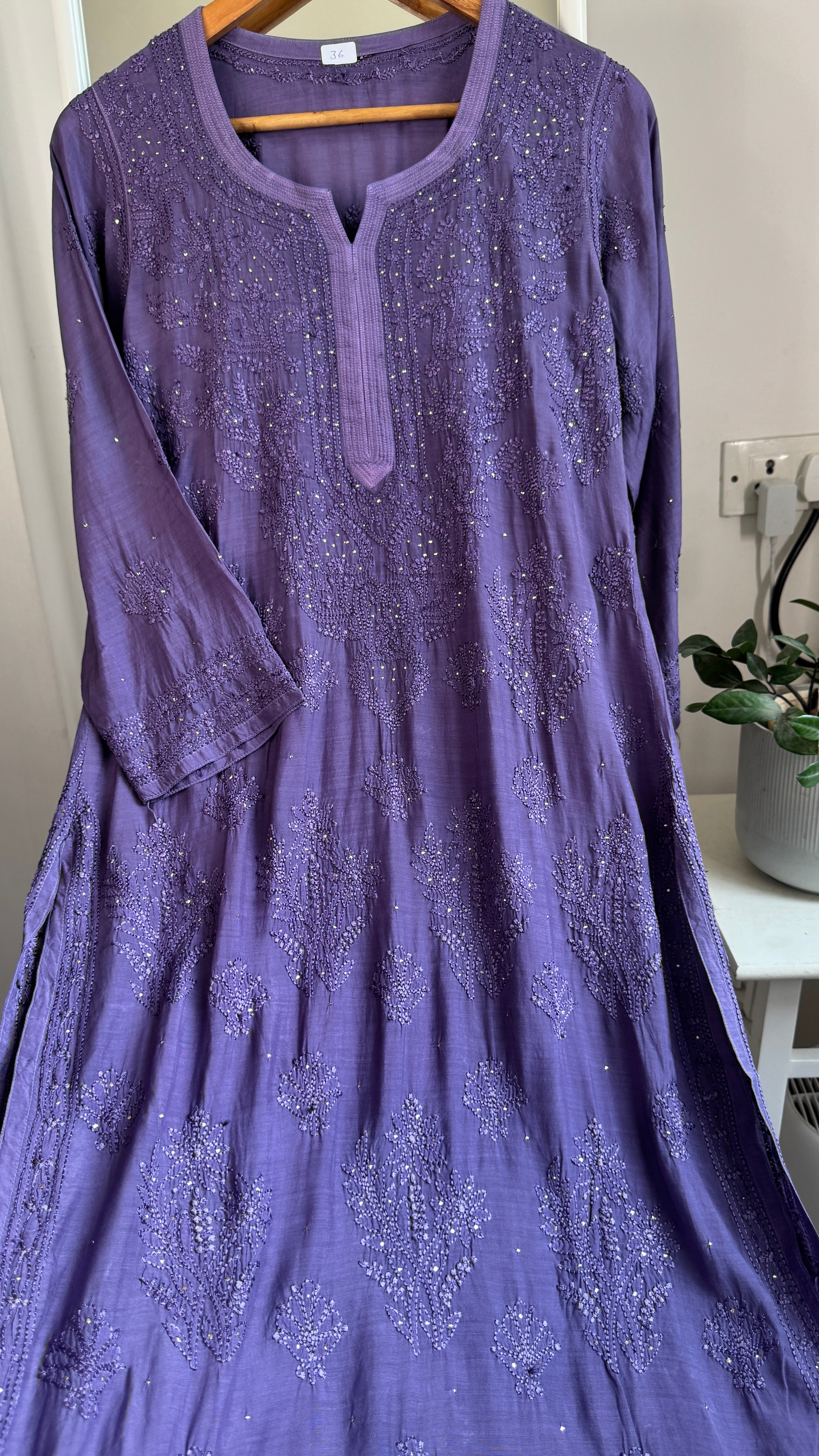 Muslin Chikankari Kurti with Mukaish work - Dove Purple - Aayat Collection
