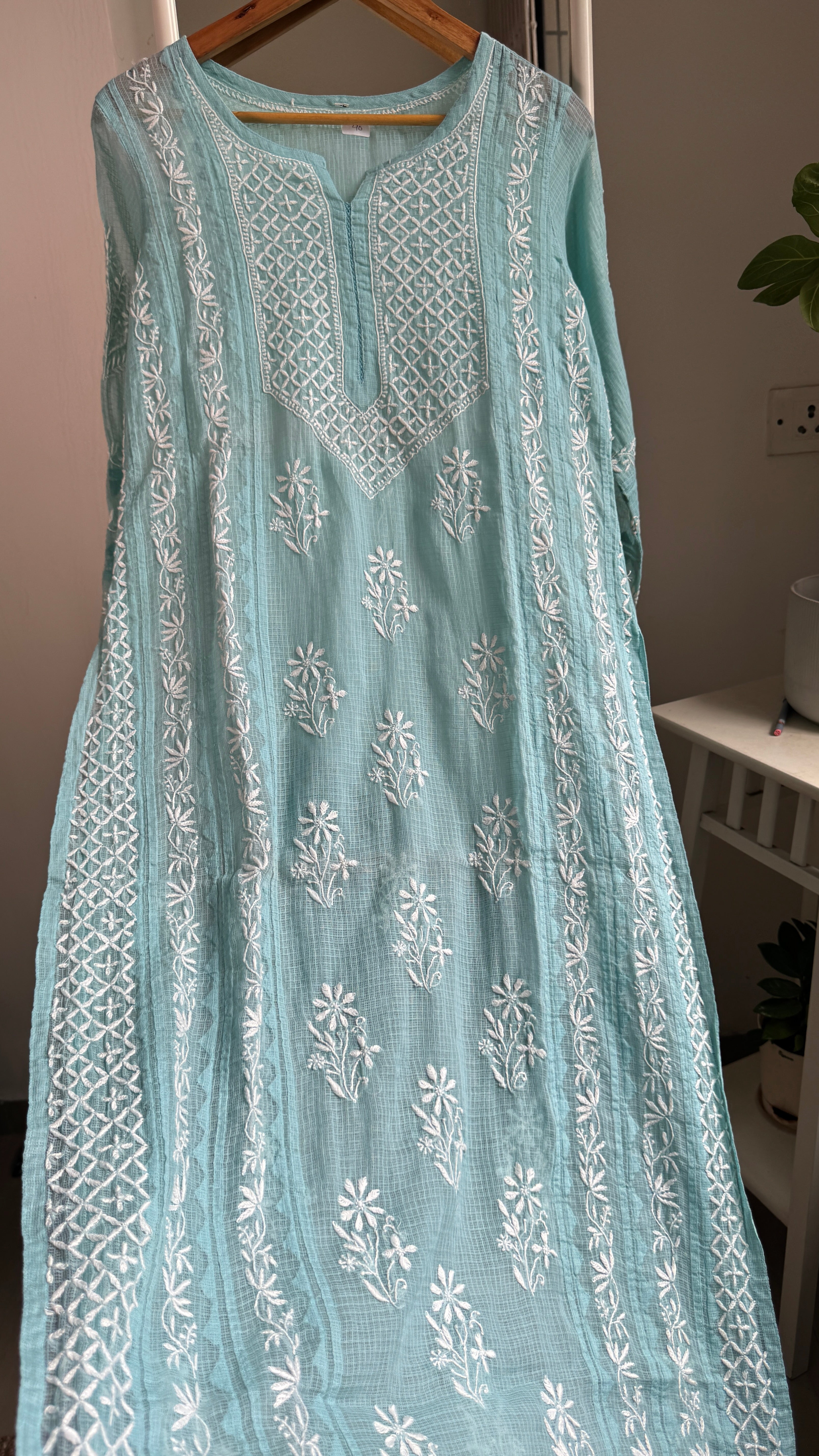 Kota Soft Cotton Chikankari Kurti - Tiffnay Blue- TARA Collection