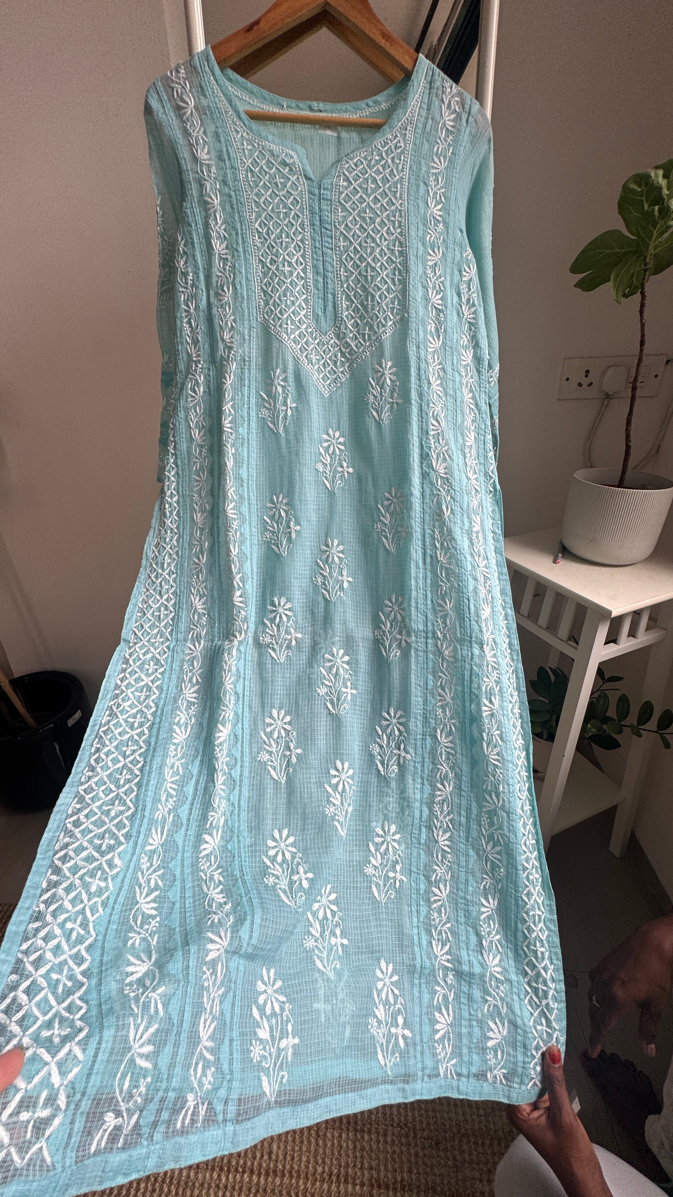 Kota Soft Cotton Chikankari Kurti - Tiffnay Blue- TARA Collection