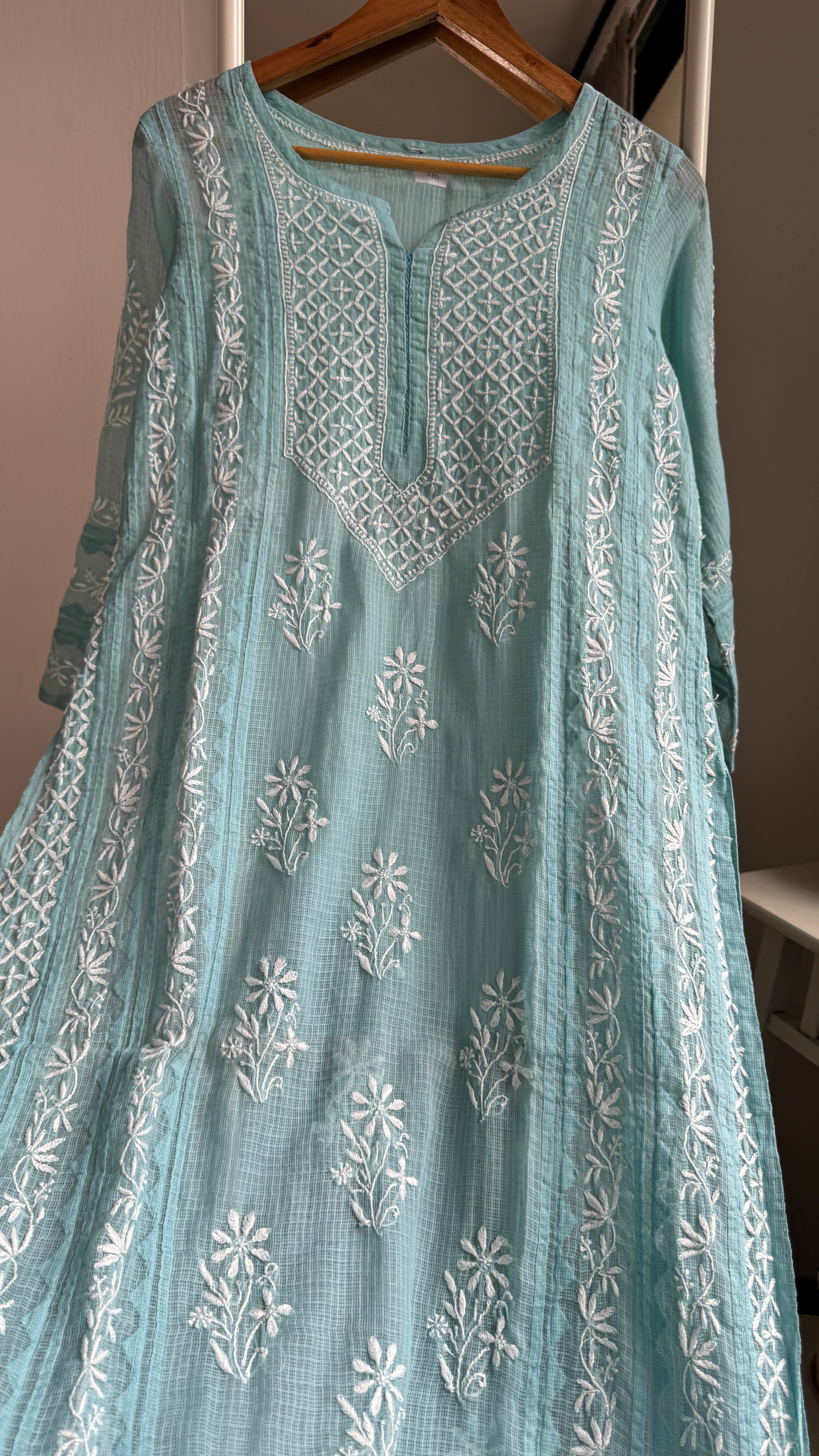 Kota Soft Cotton Chikankari Kurti - Tiffnay Blue- TARA Collection