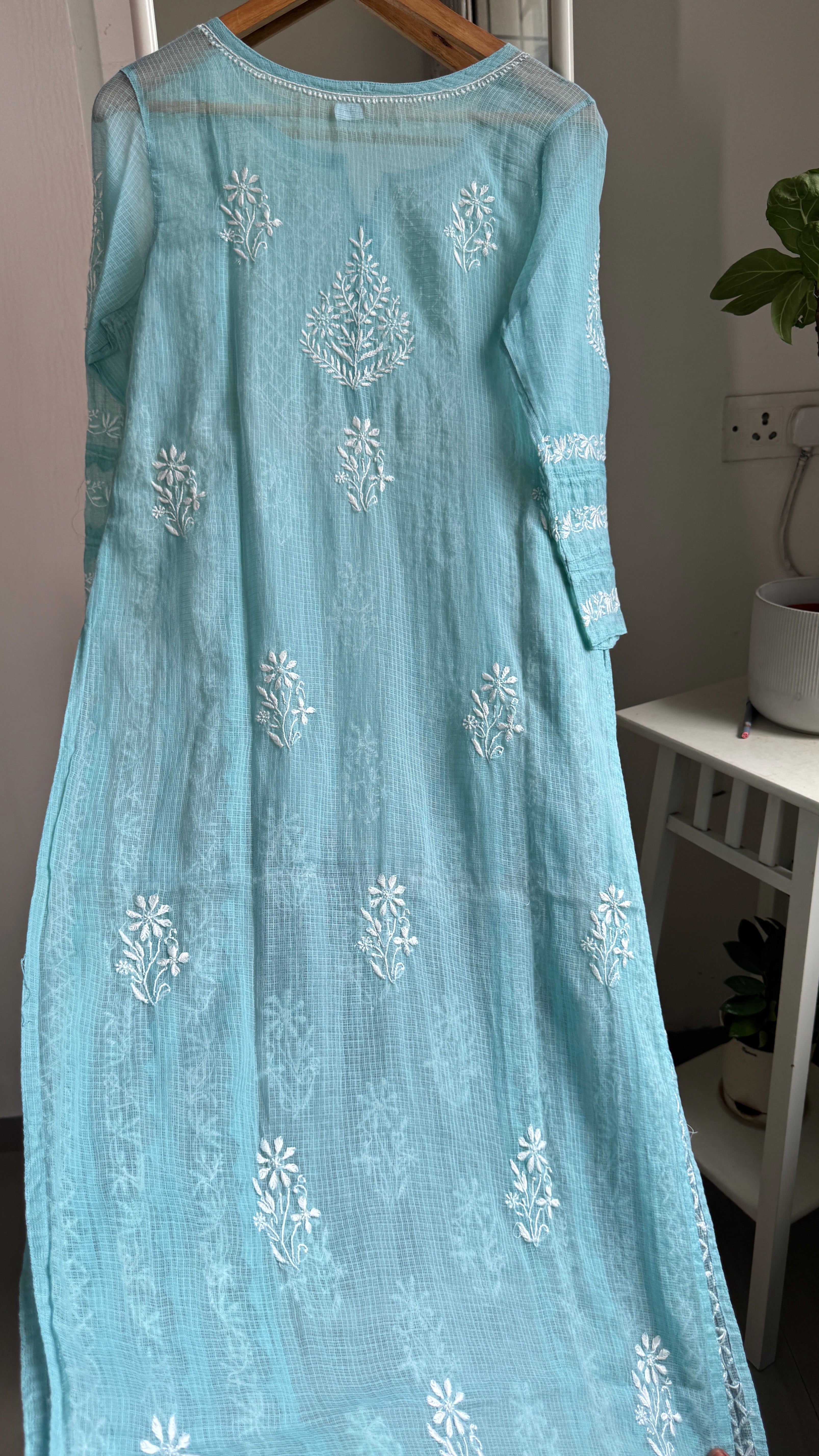 Kota Soft Cotton Chikankari Kurti - Tiffnay Blue- TARA Collection