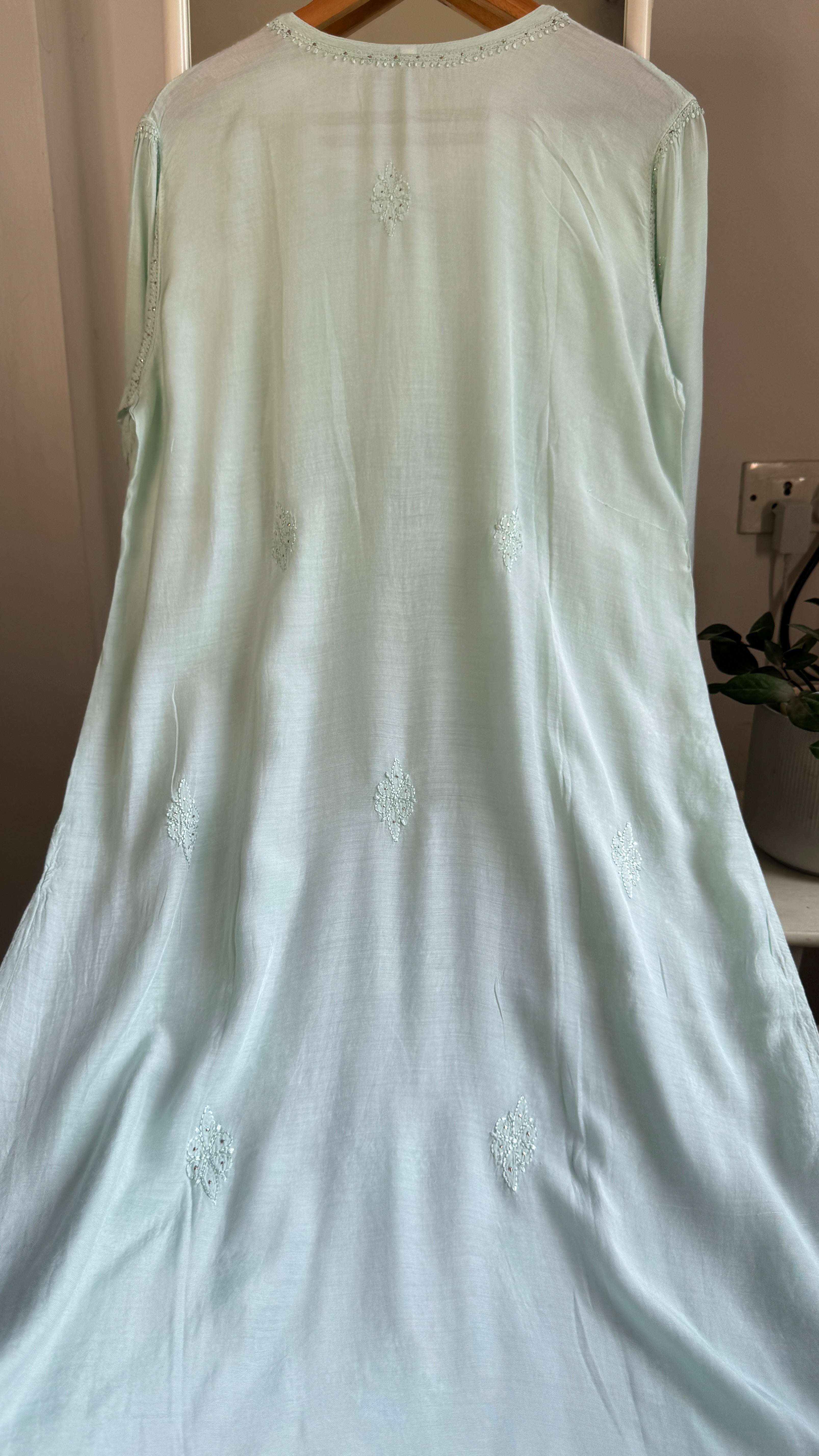 Muslin Chikankari Kurti with Mukaish work - Green - Aayat Collection
