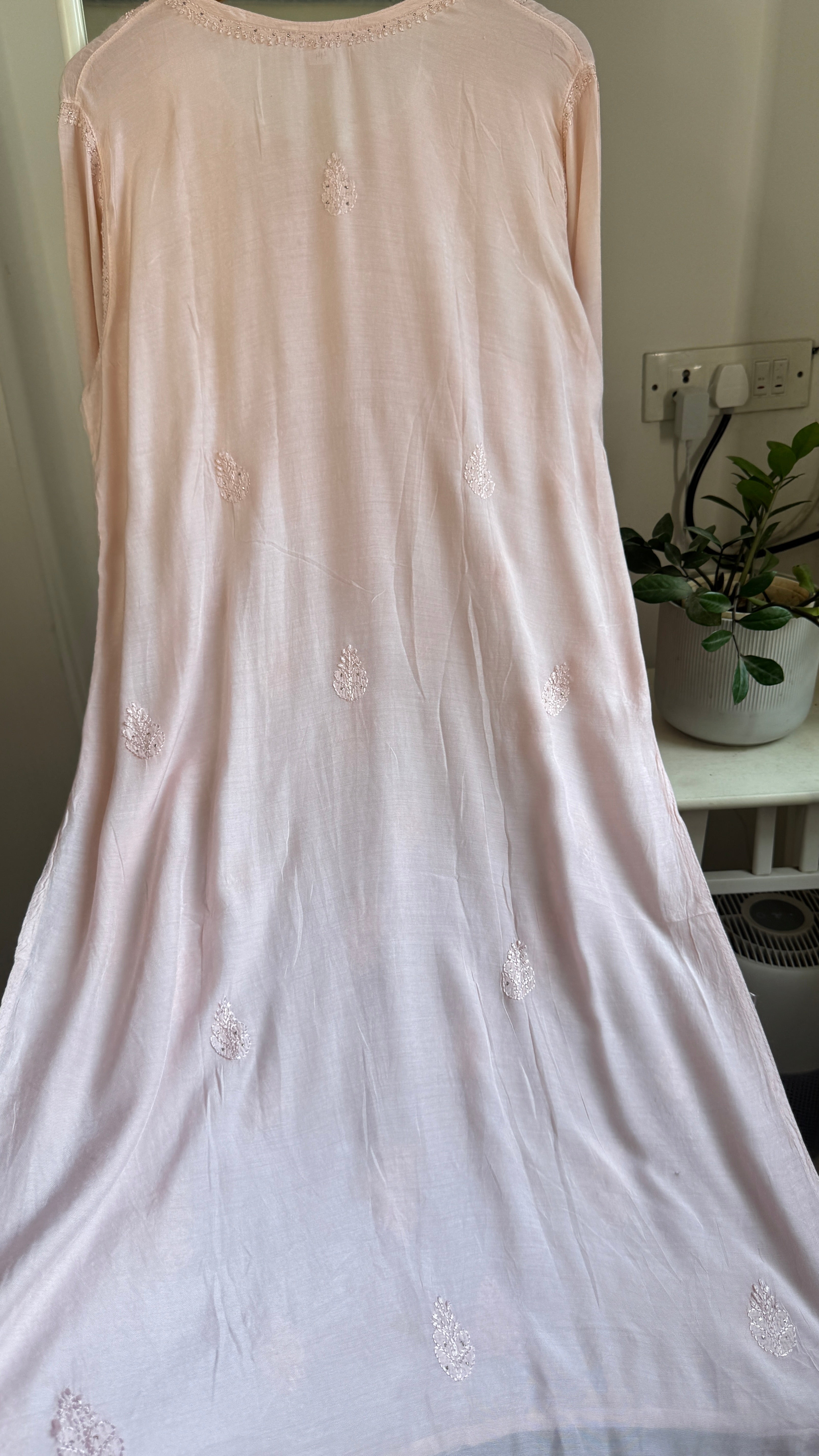 Muslin Chikankari Kurti with Mukaish work - Pale Pink - Aayat Collection