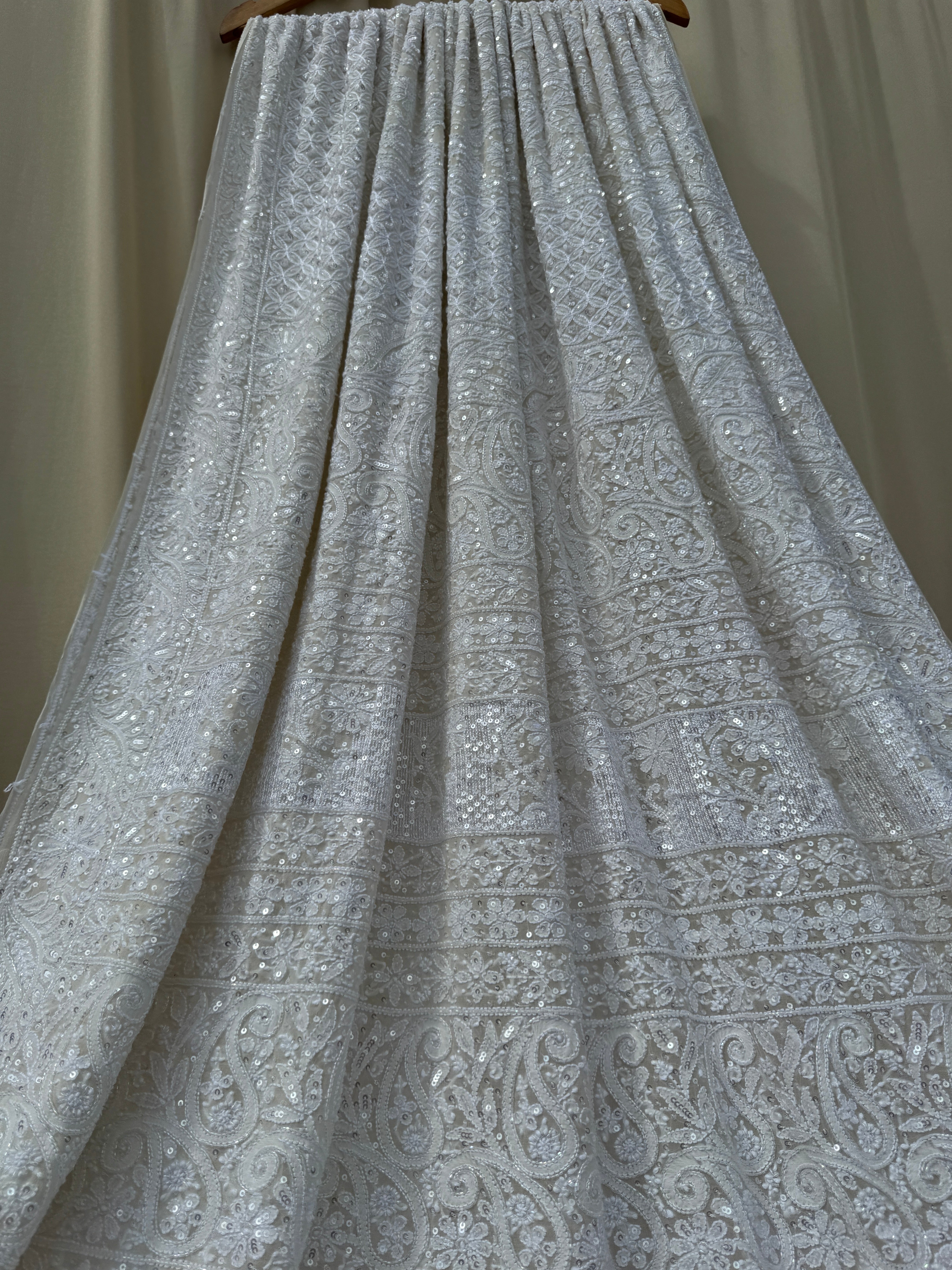 Pure Georgette Lucknow Chikankari Saree - white - Rooh Collection