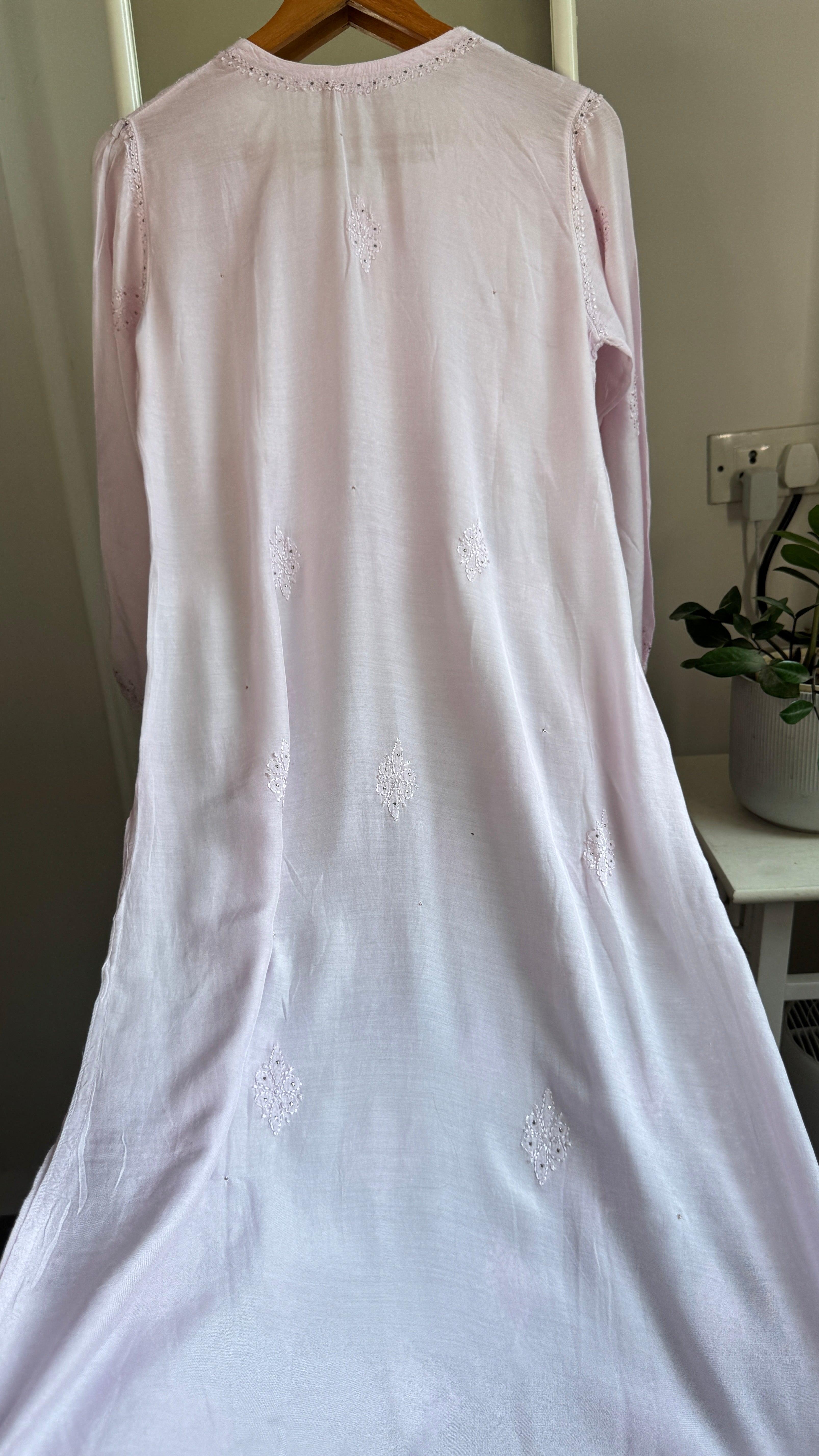 Muslin Chikankari Kurti with Mukaish work - Pink - Aayat Collection