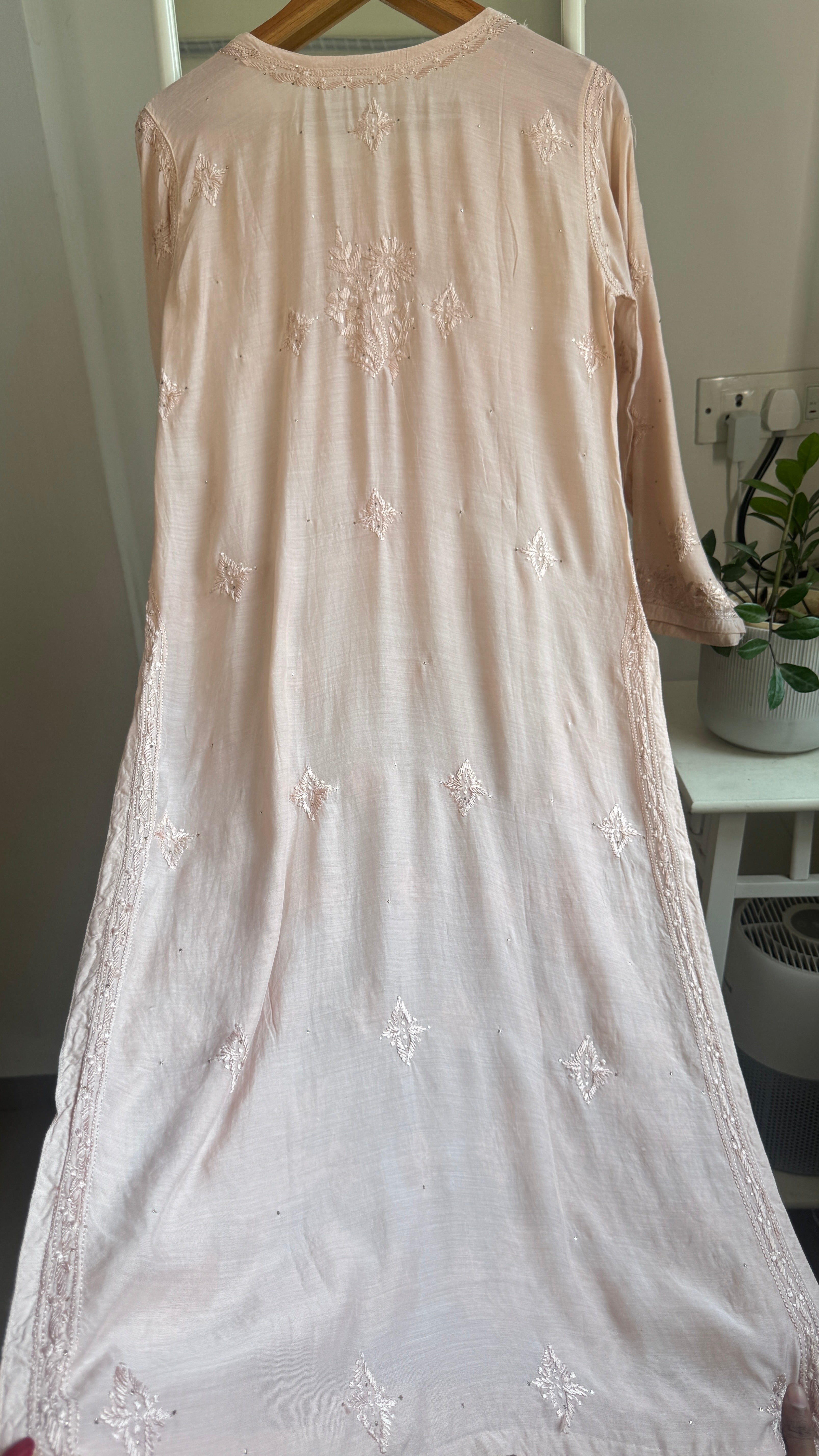 Muslin Chikankari Kurti with Mukaish work - Nude brown - Aayat Collection