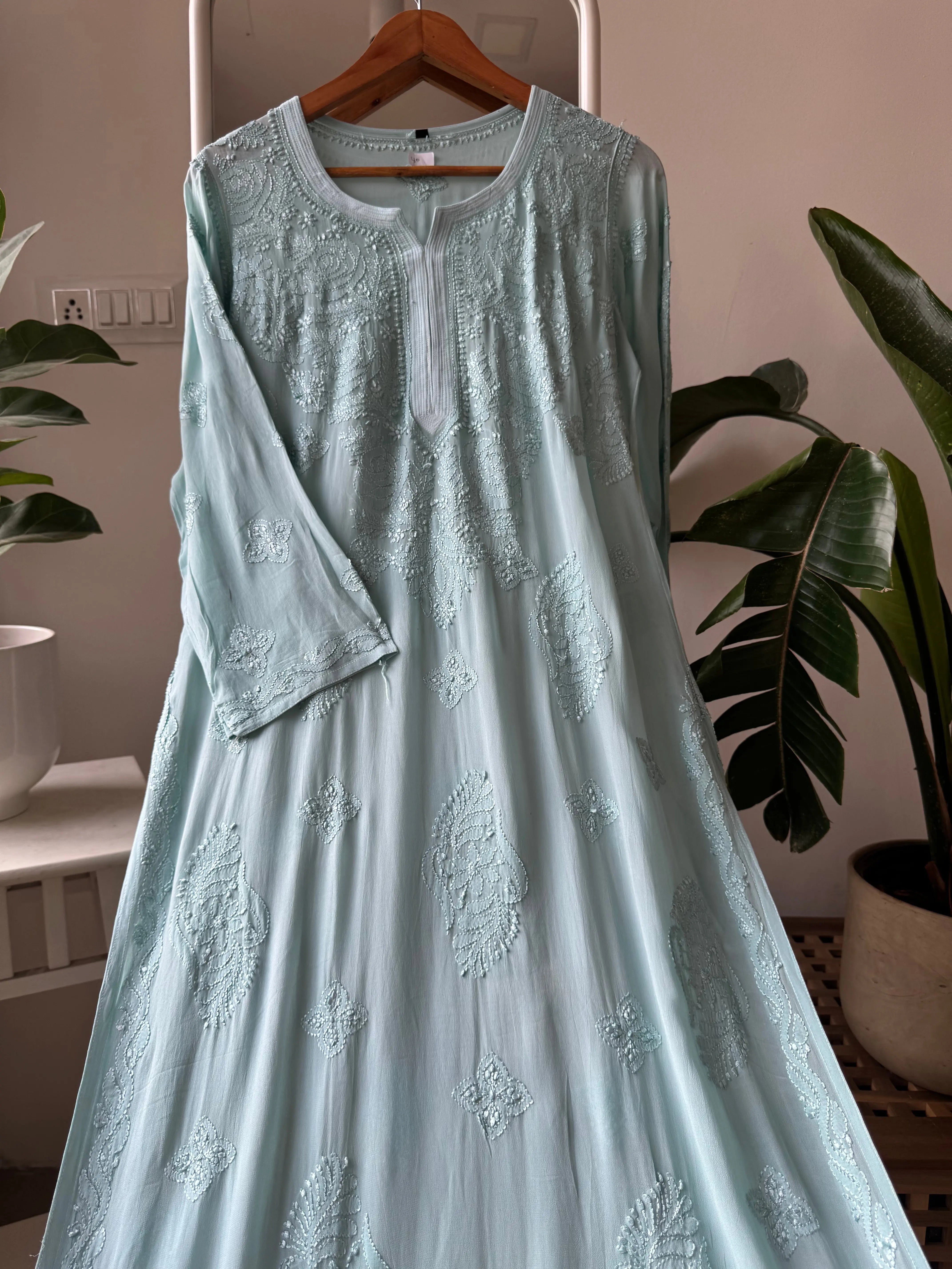 Viscose Kurti - Tiffany Green ARIAA CHIKANKARI 