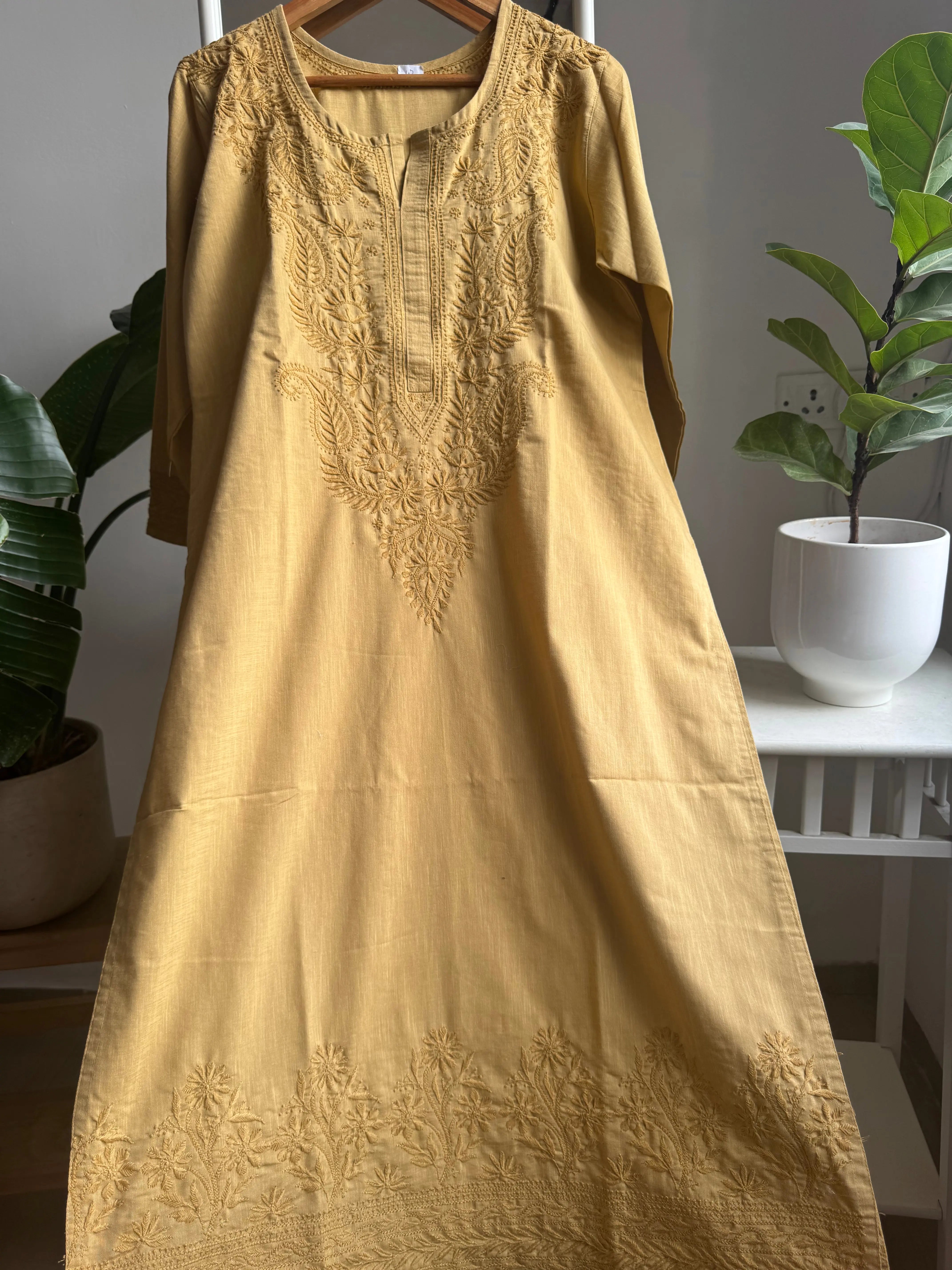 Thick Cotton Chikankari Kurti - Amber ARIAA CHIKANKARI 
