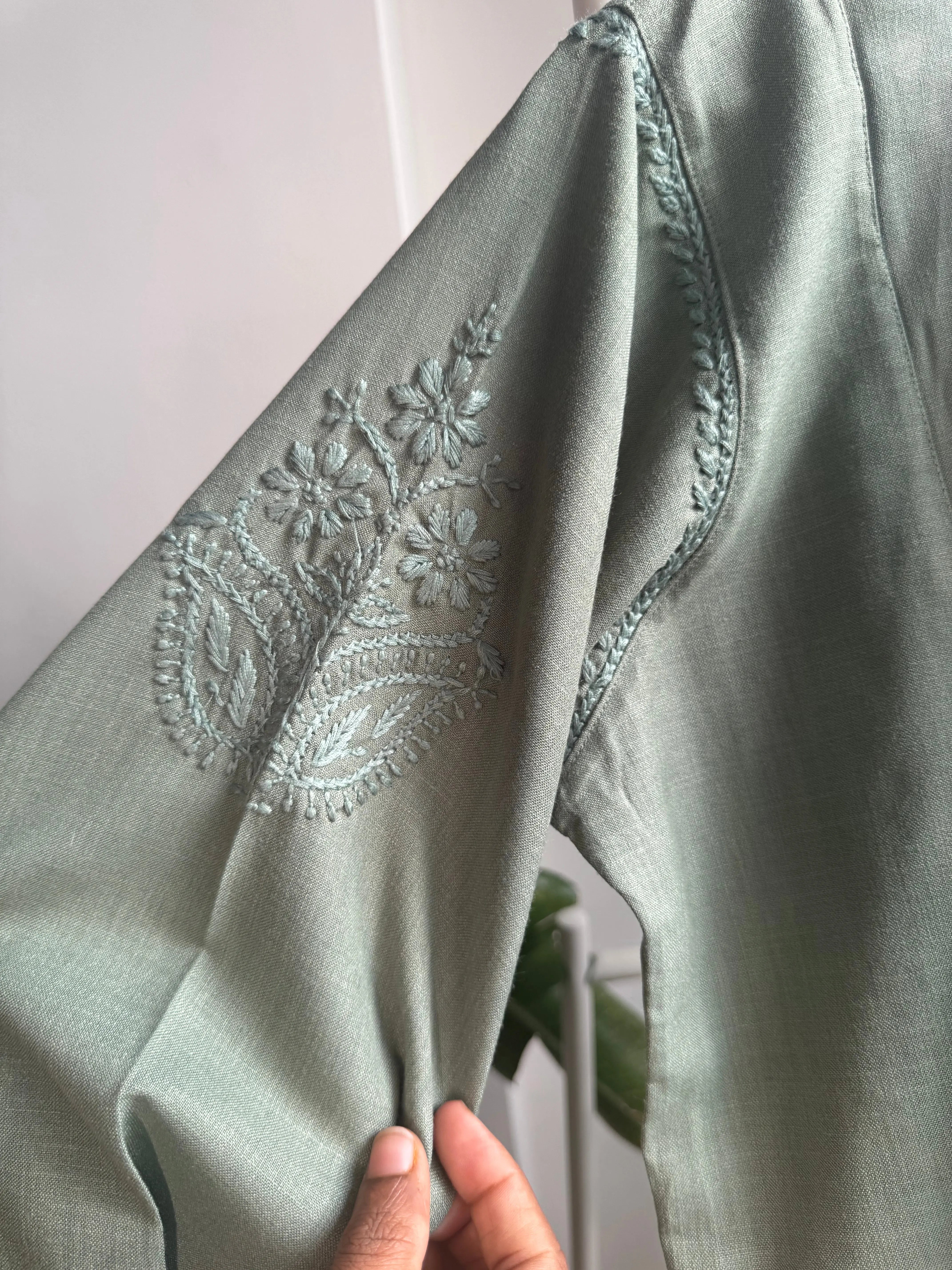 Thick Cotton Chikankari Kurti -  Green ARIAA CHIKANKARI 