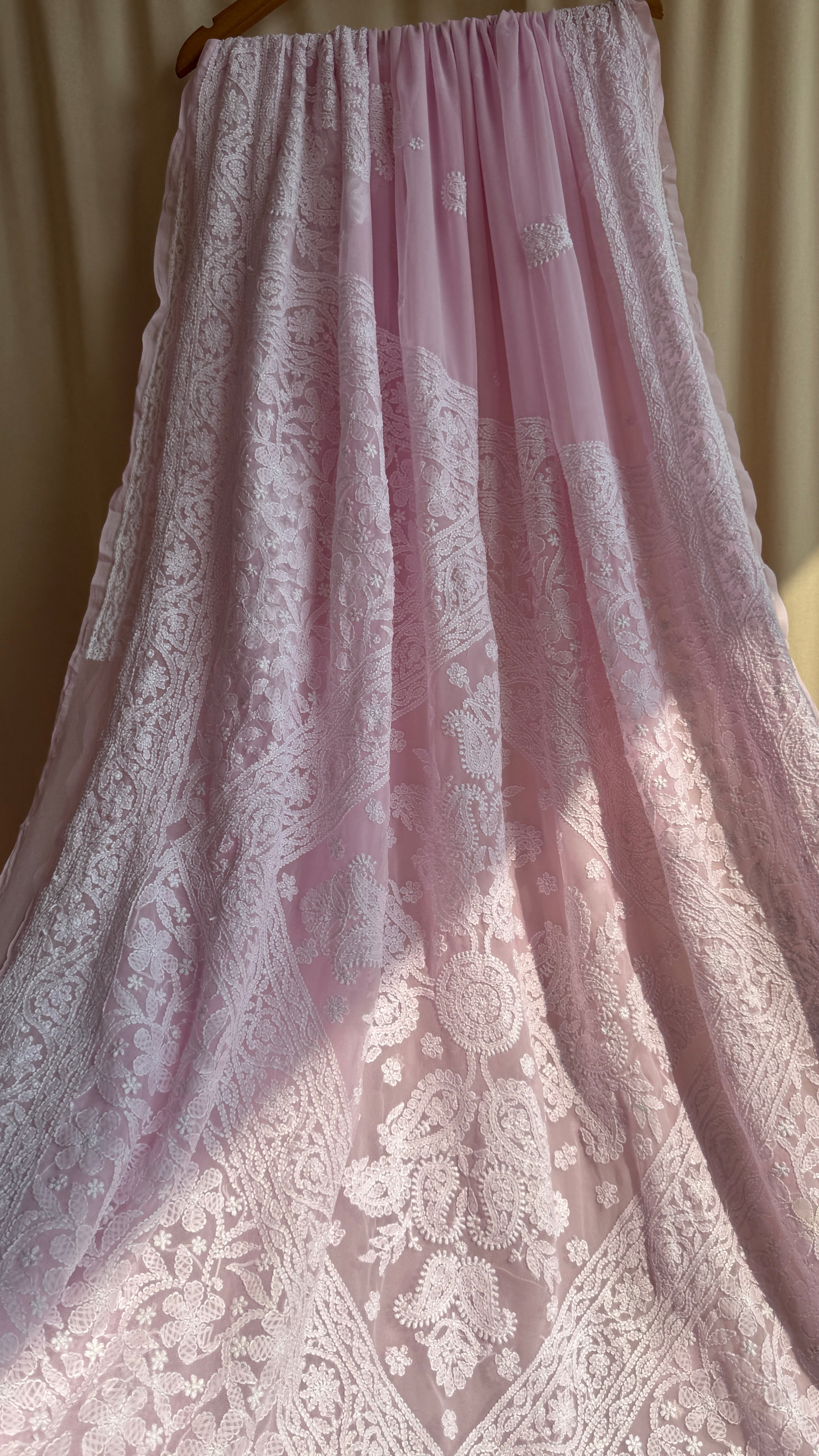 Georgette Chikankari saree in Pink