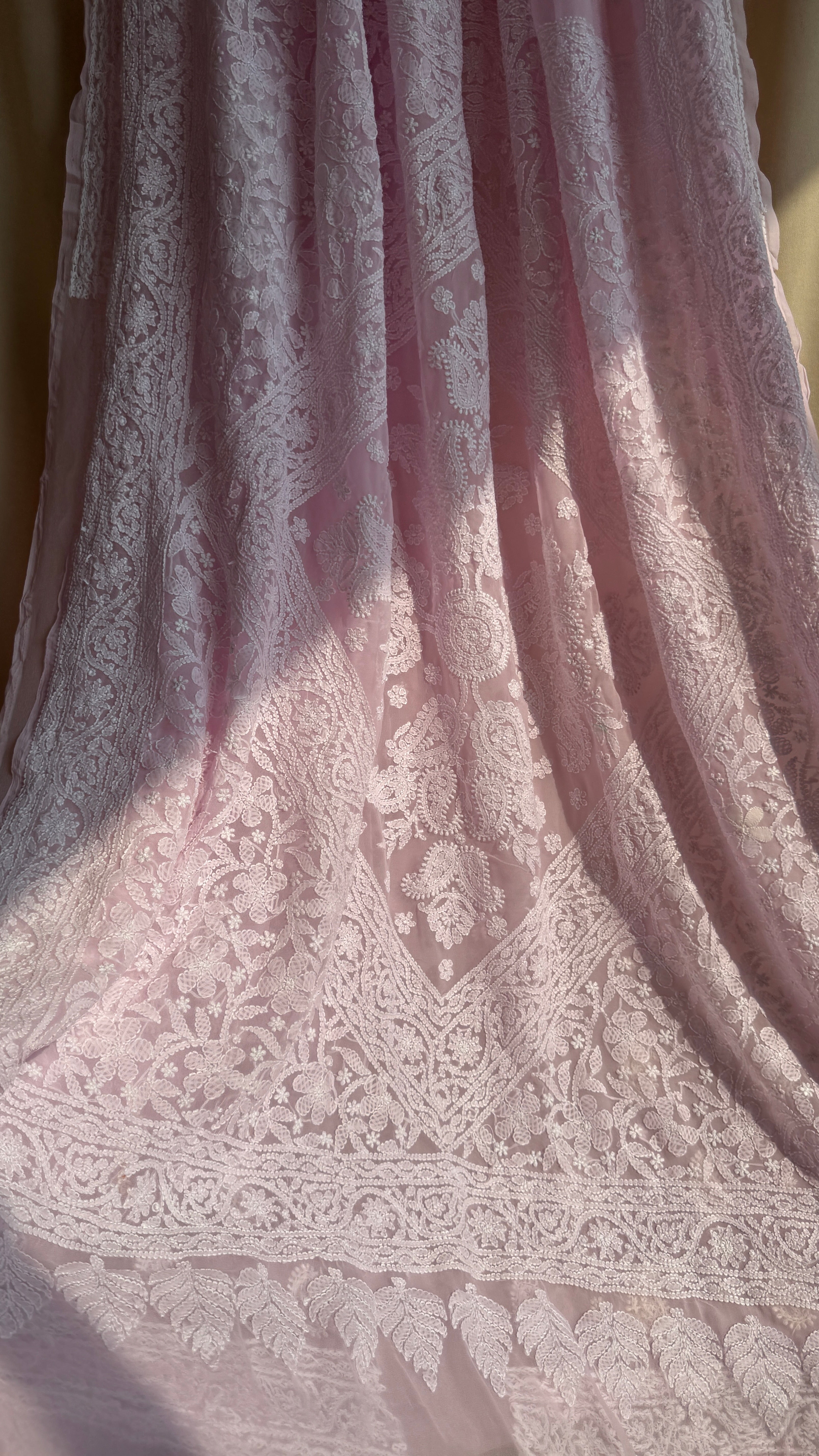 Georgette Chikankari saree in Pink