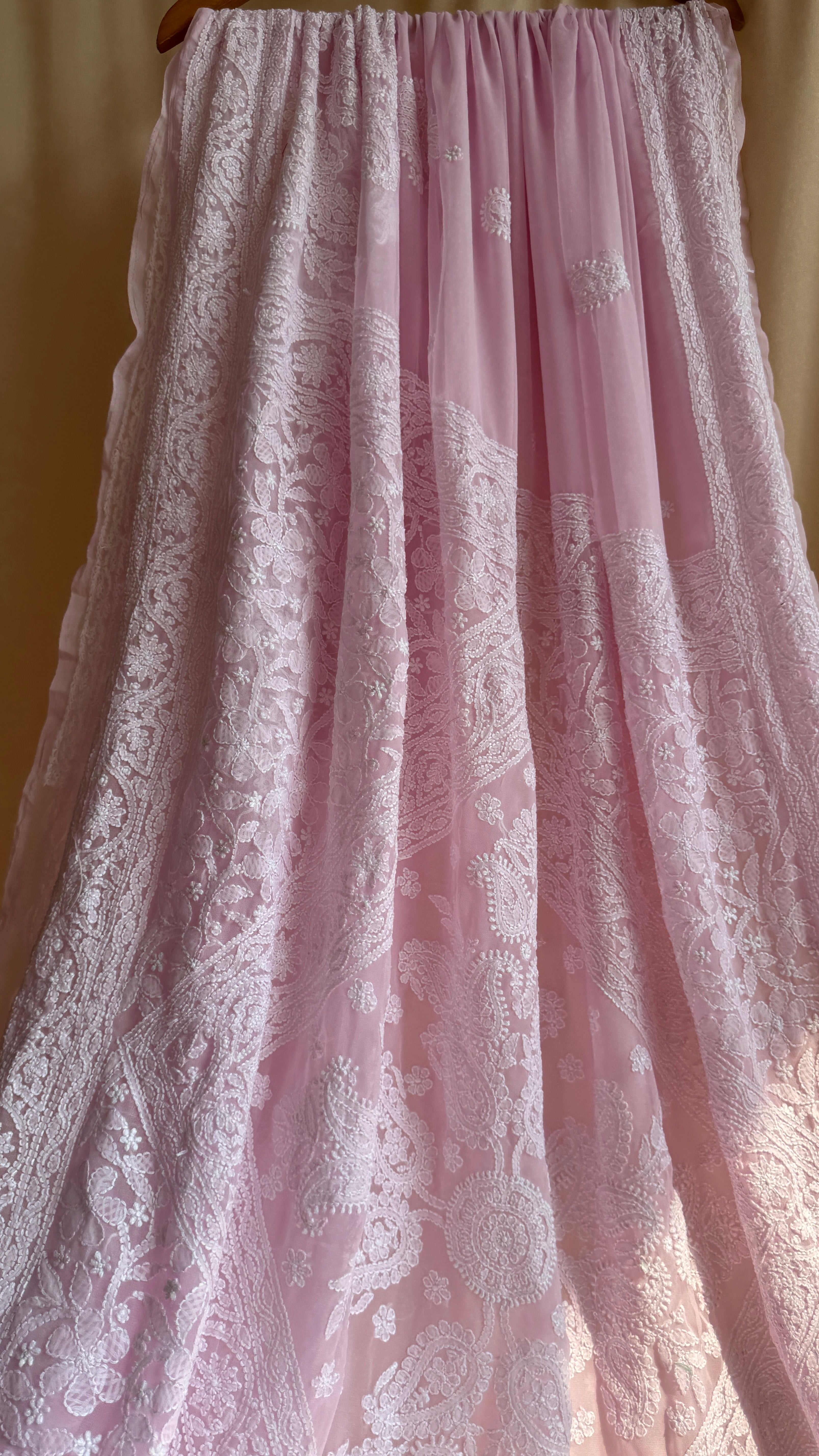 Georgette Chikankari saree in Pink
