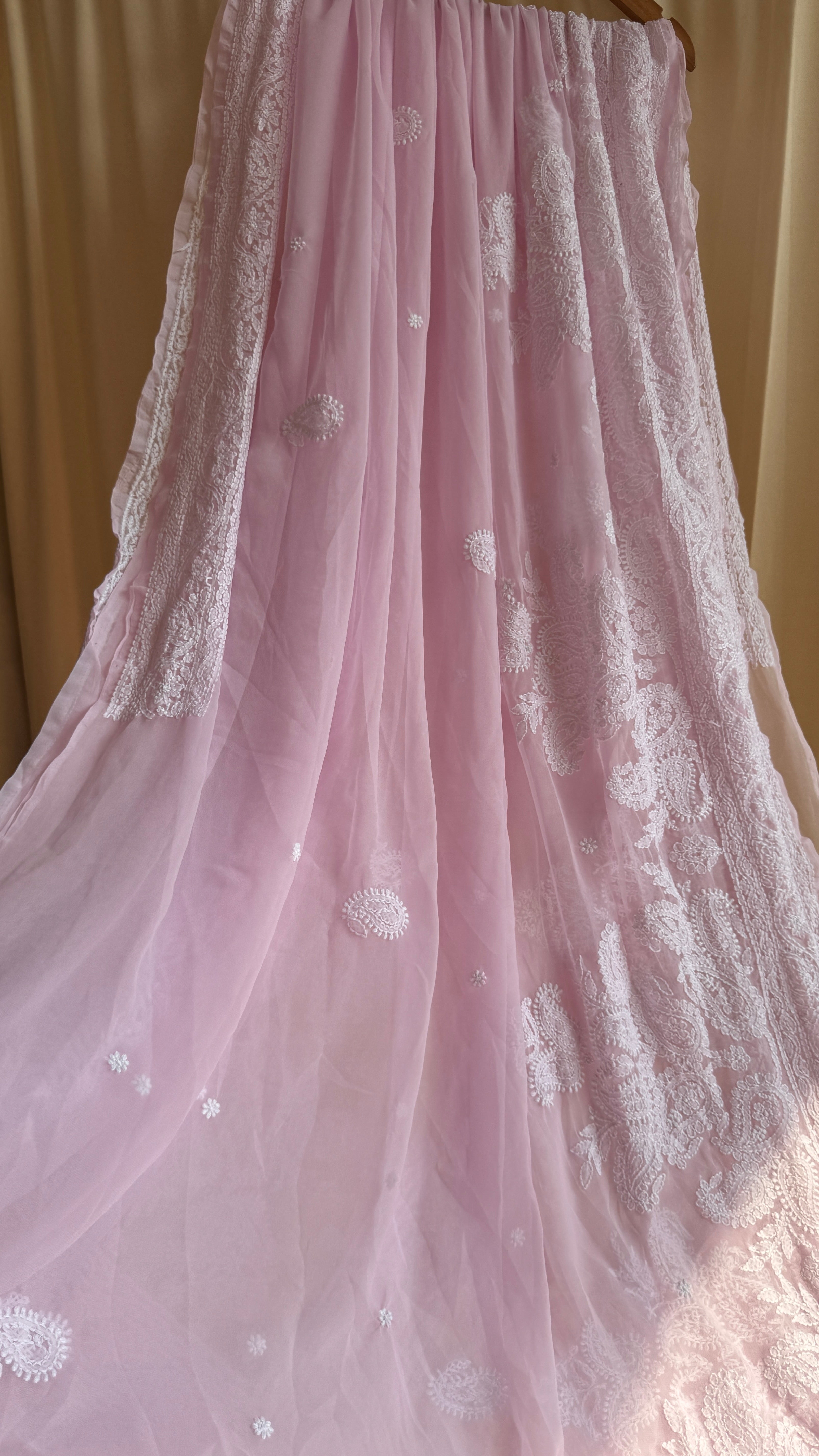Georgette Chikankari saree in Pink