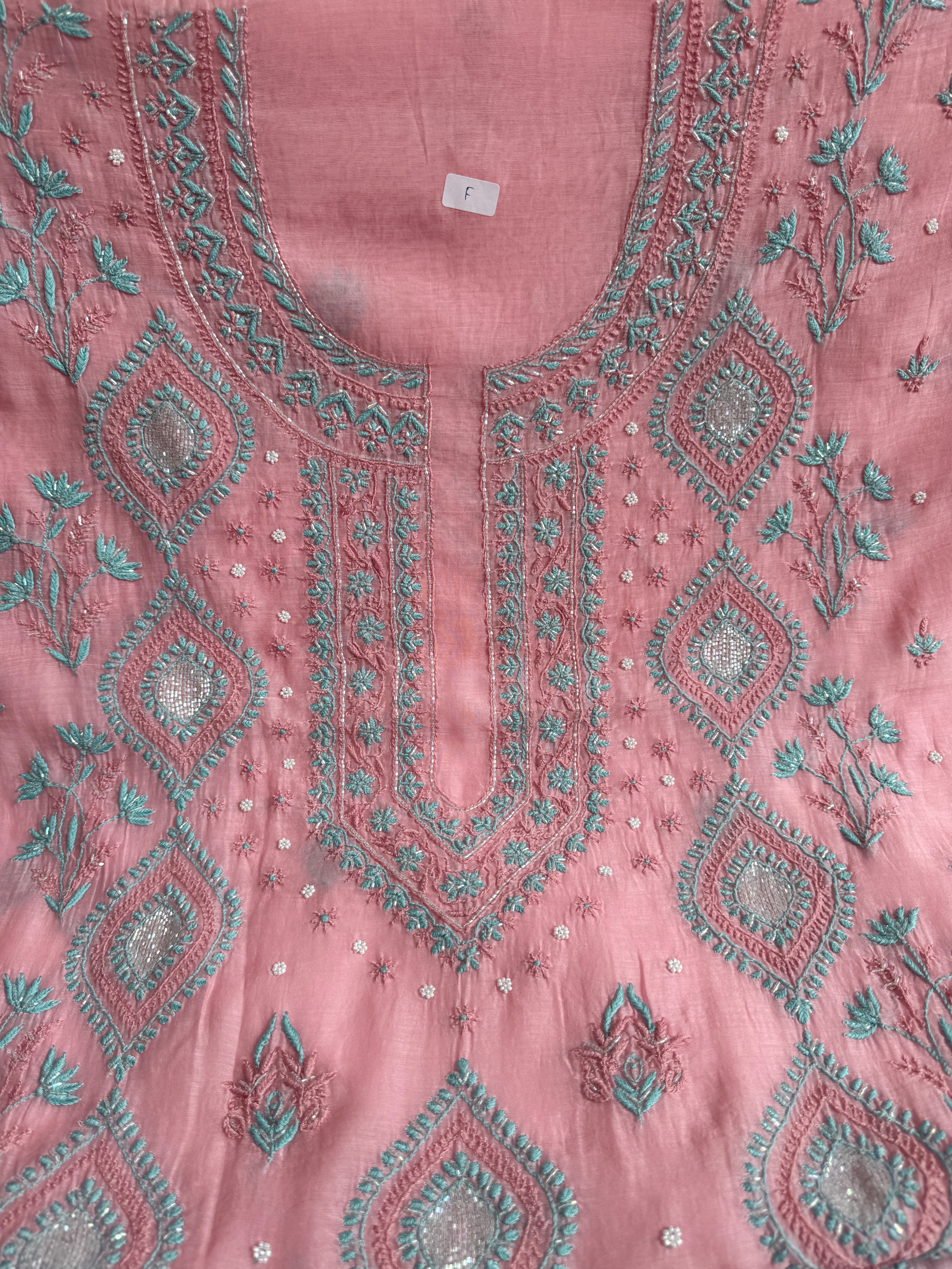 Mul Chanderi Chikankari - Unstitched Set - Multi Colour