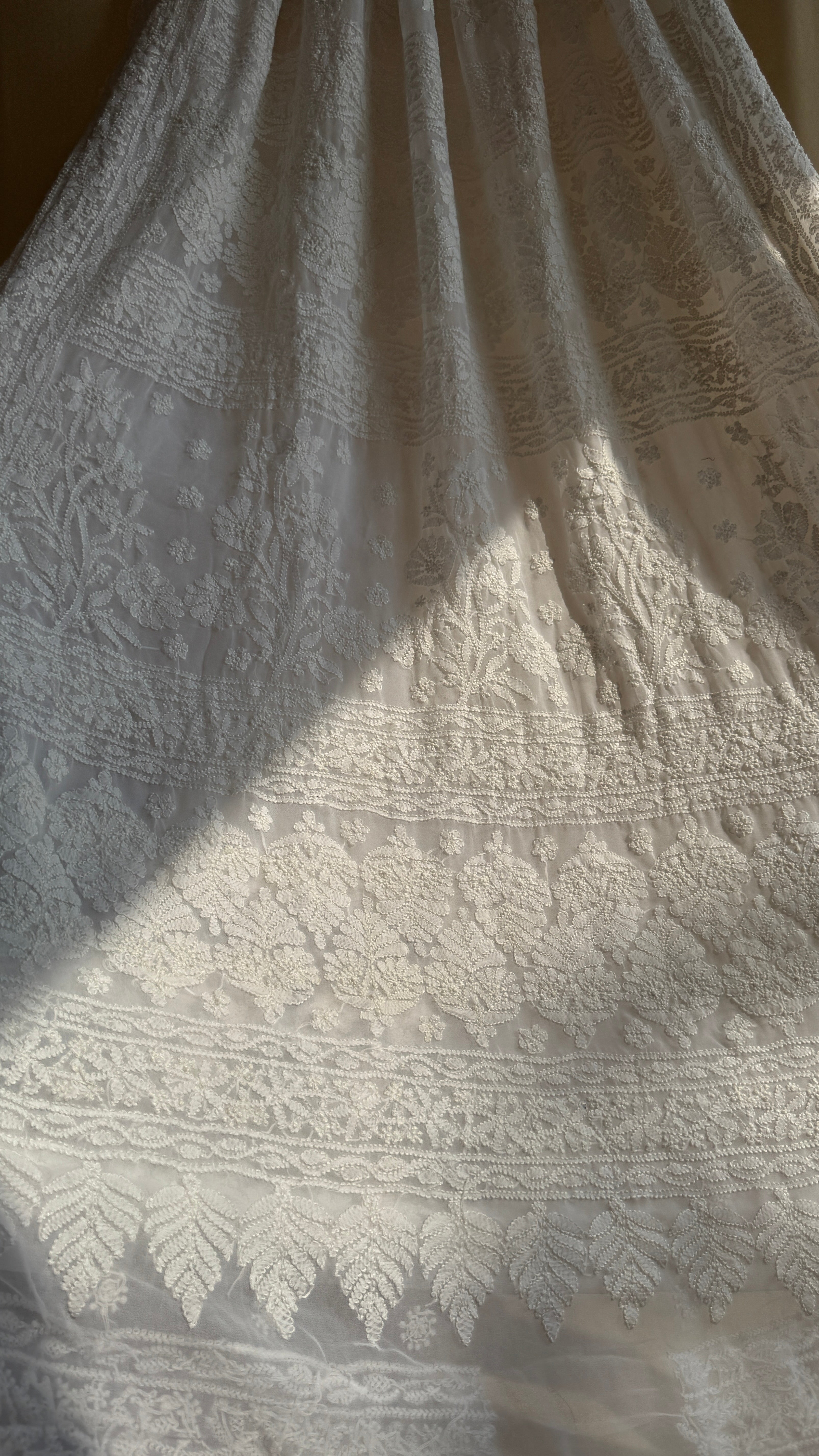 Georgette Chikankari saree in White