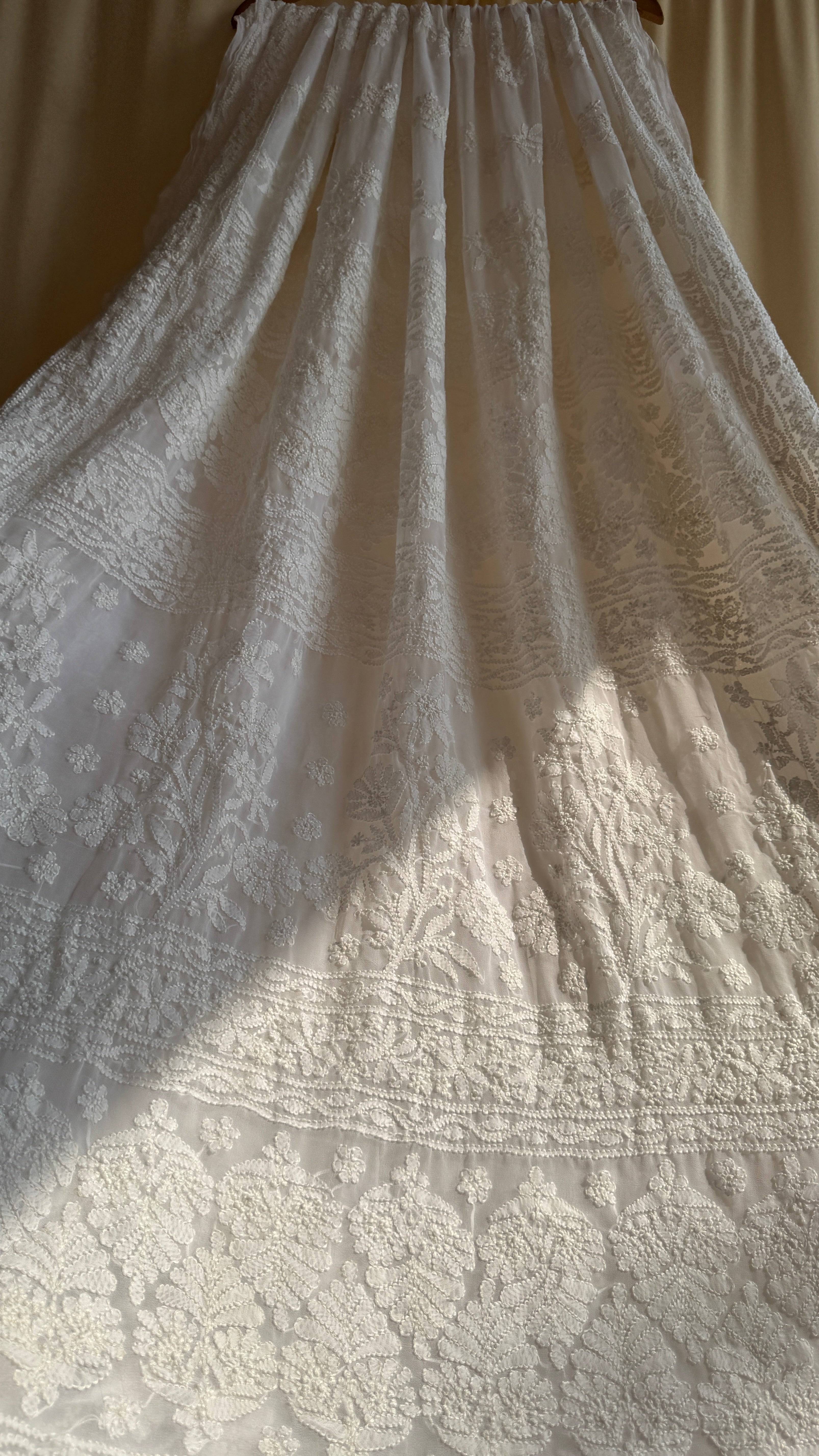 Georgette Chikankari saree in White