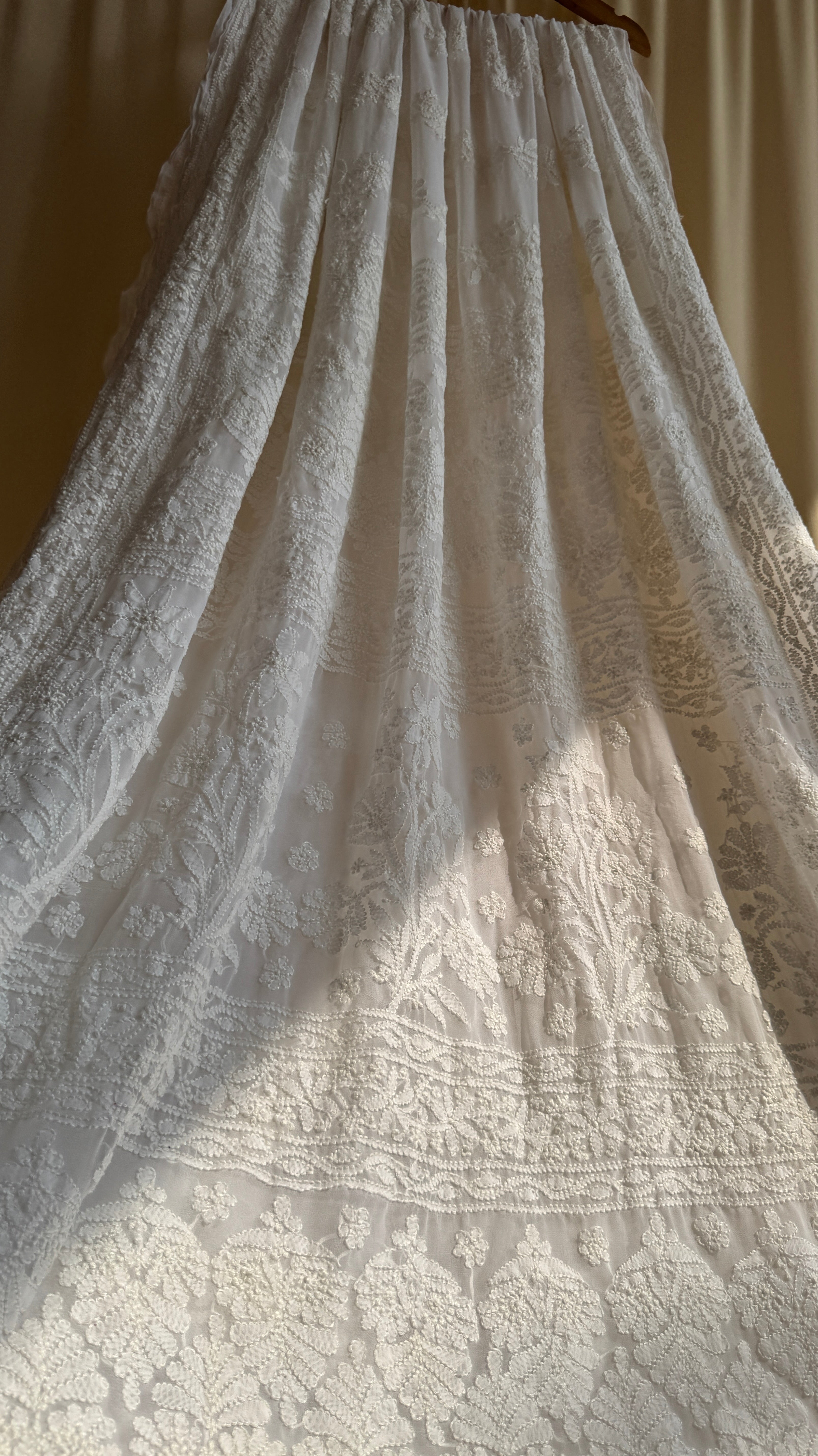 Georgette Chikankari saree in White