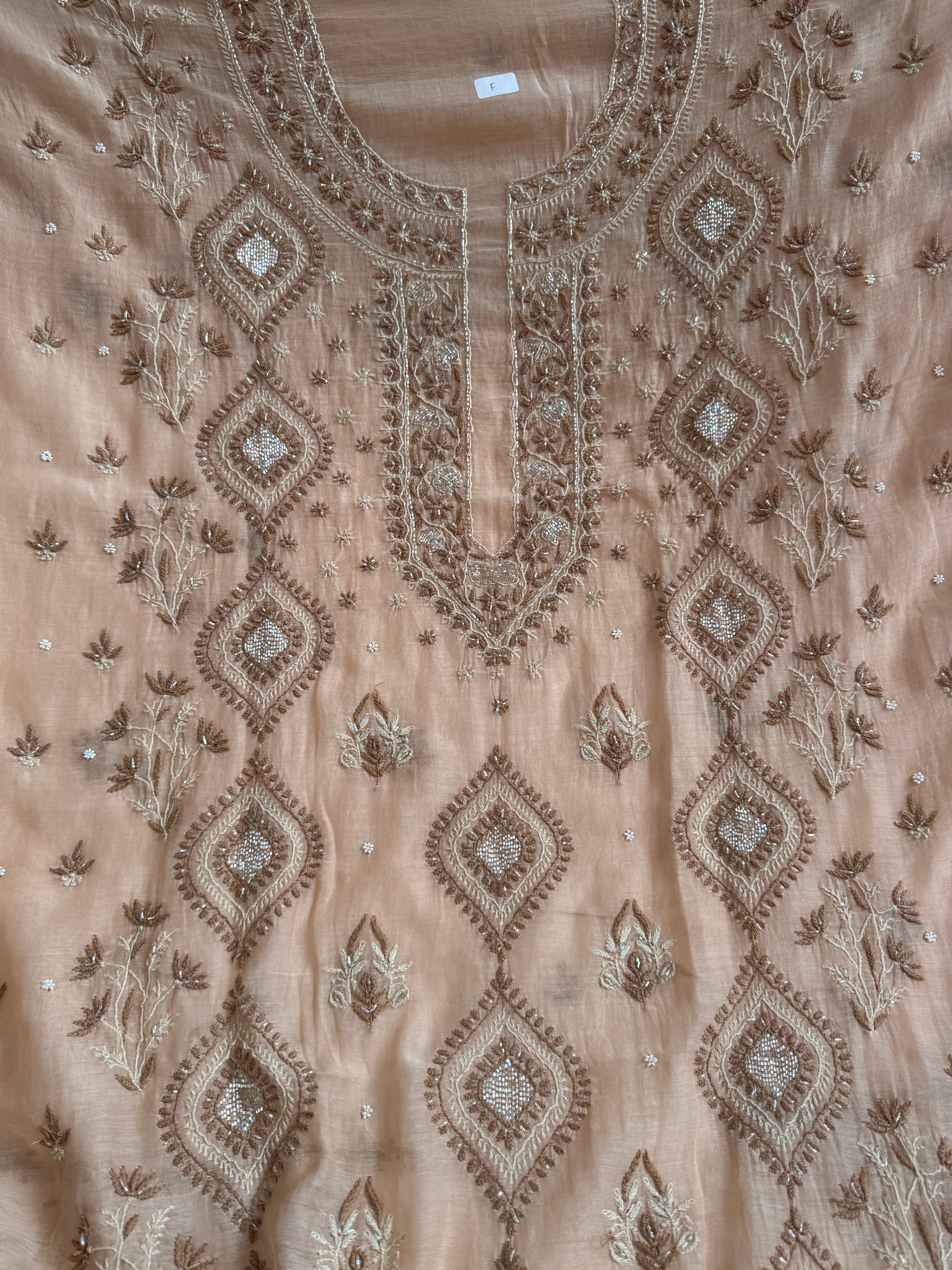 Mul Chanderi Chikankari - Unstitched Set - Multi Colour