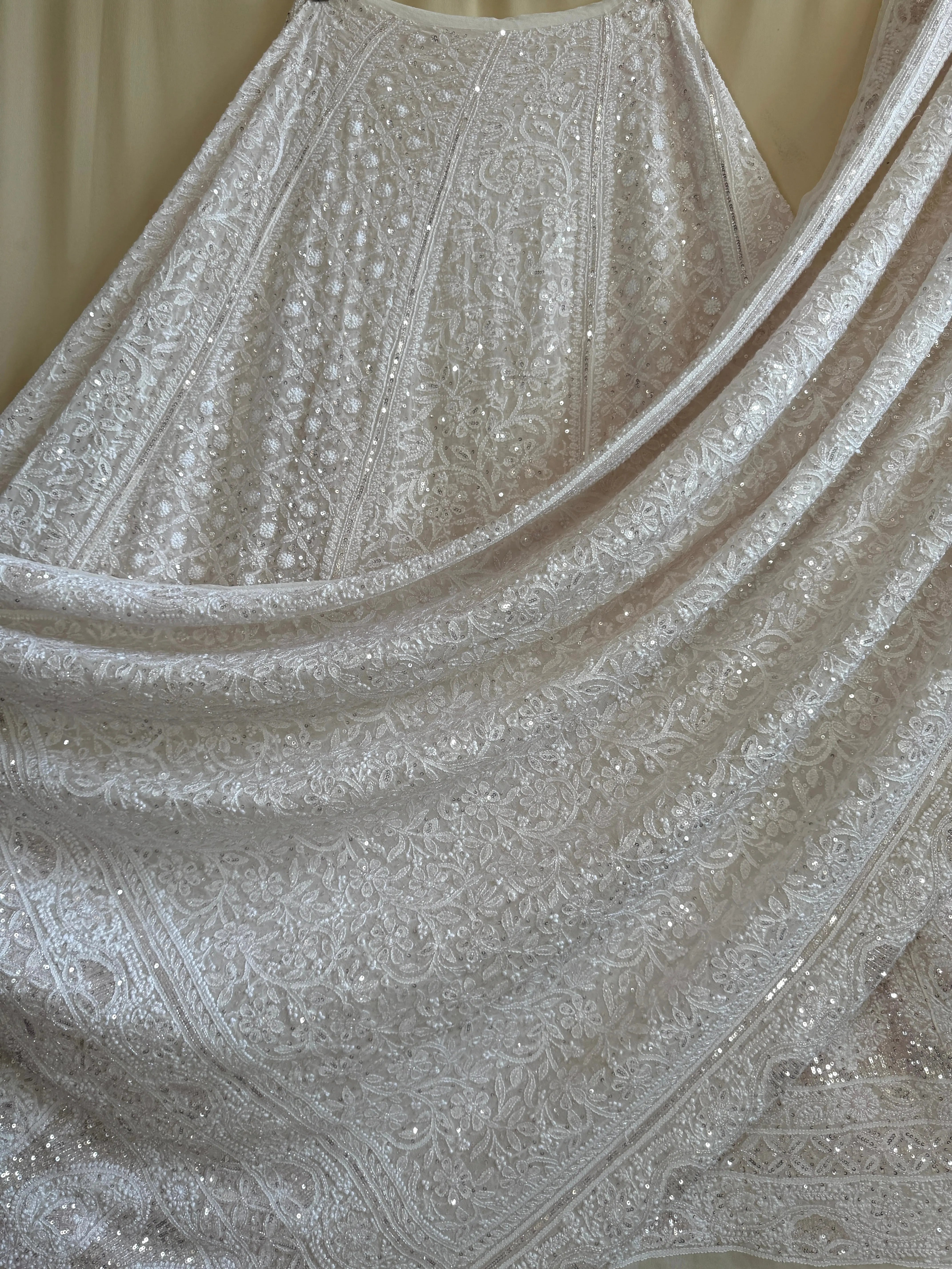 Pure Georgette Chikankari Lehenga - Dyeable ARIAA CHIKANKARI 