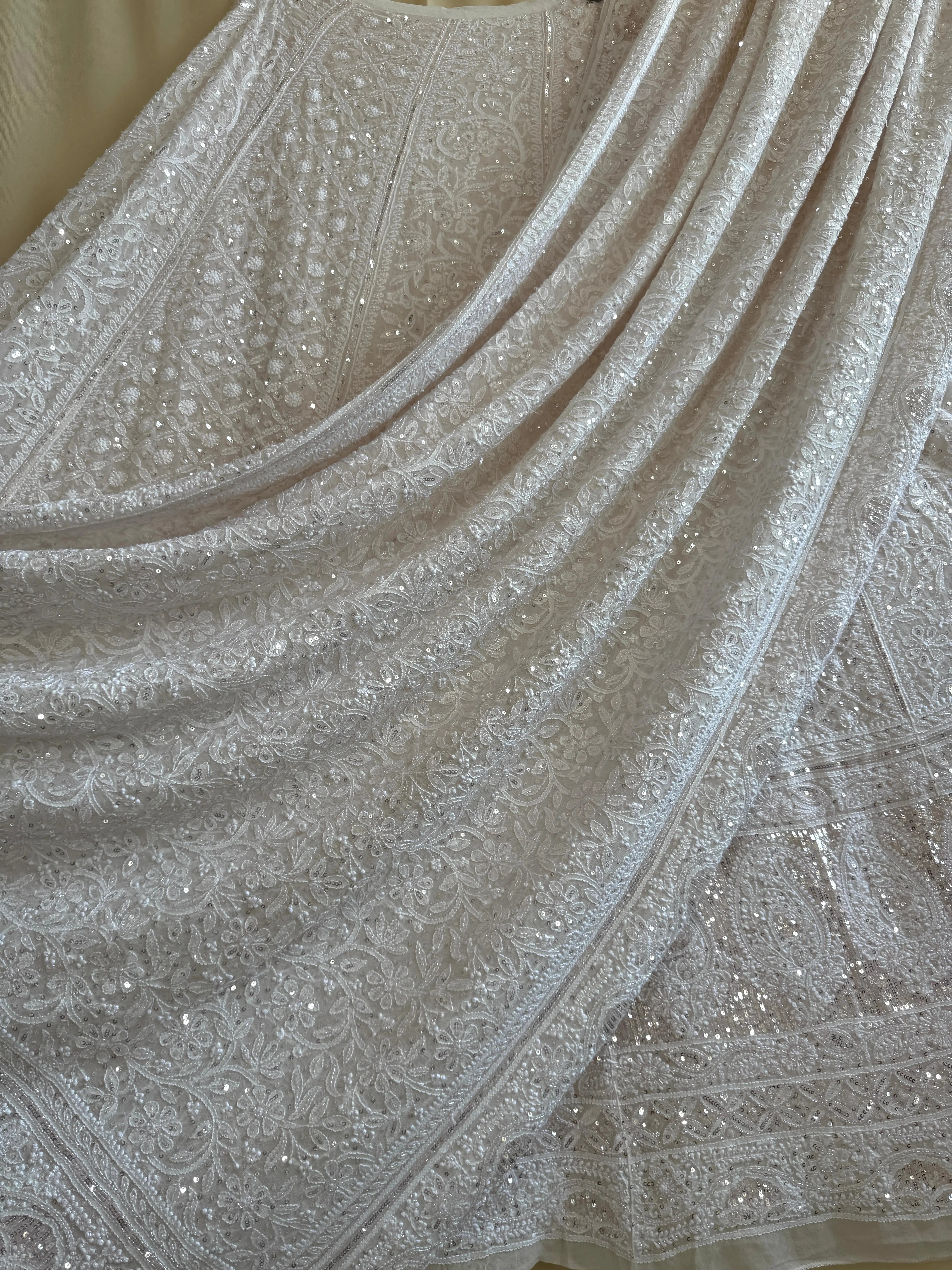 Pure Georgette Chikankari Lehenga - Dyeable ARIAA CHIKANKARI 