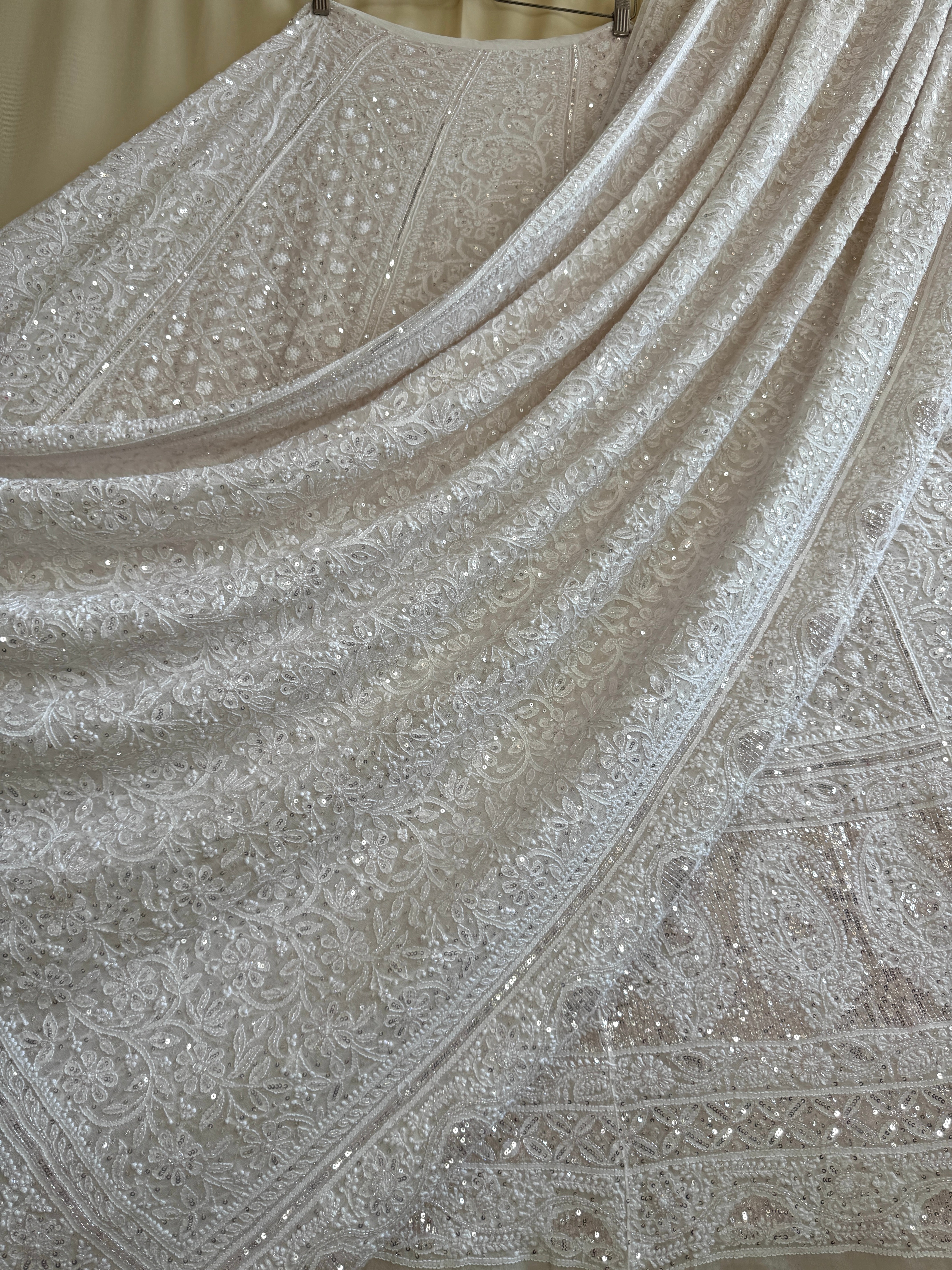 Pure Georgette Chikankari Lehenga - Dyeable
