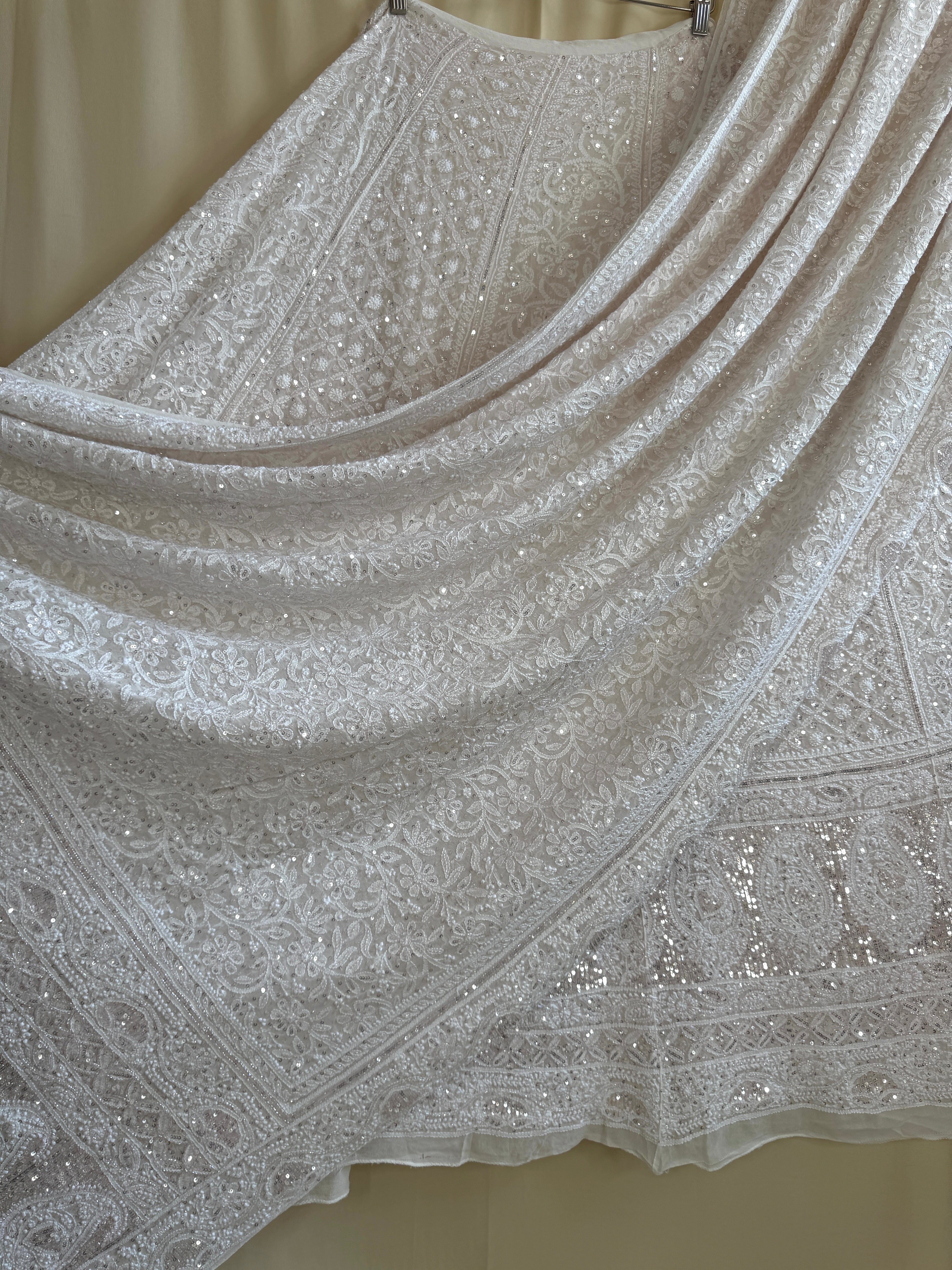 Pure Georgette Chikankari Lehenga - Dyeable