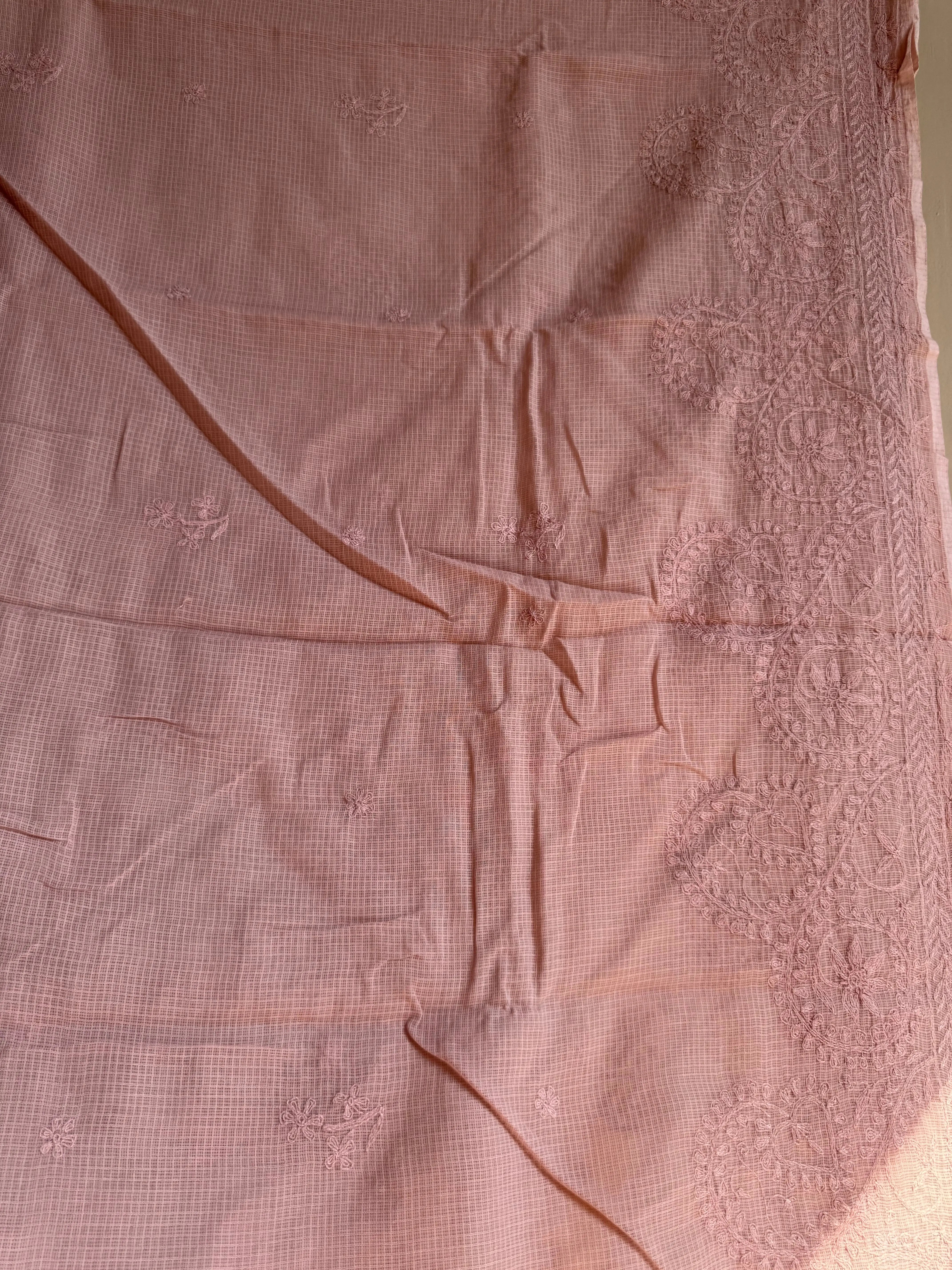 Kota Chikankari saree in Pale Pink ARIAA CHIKANKARI 