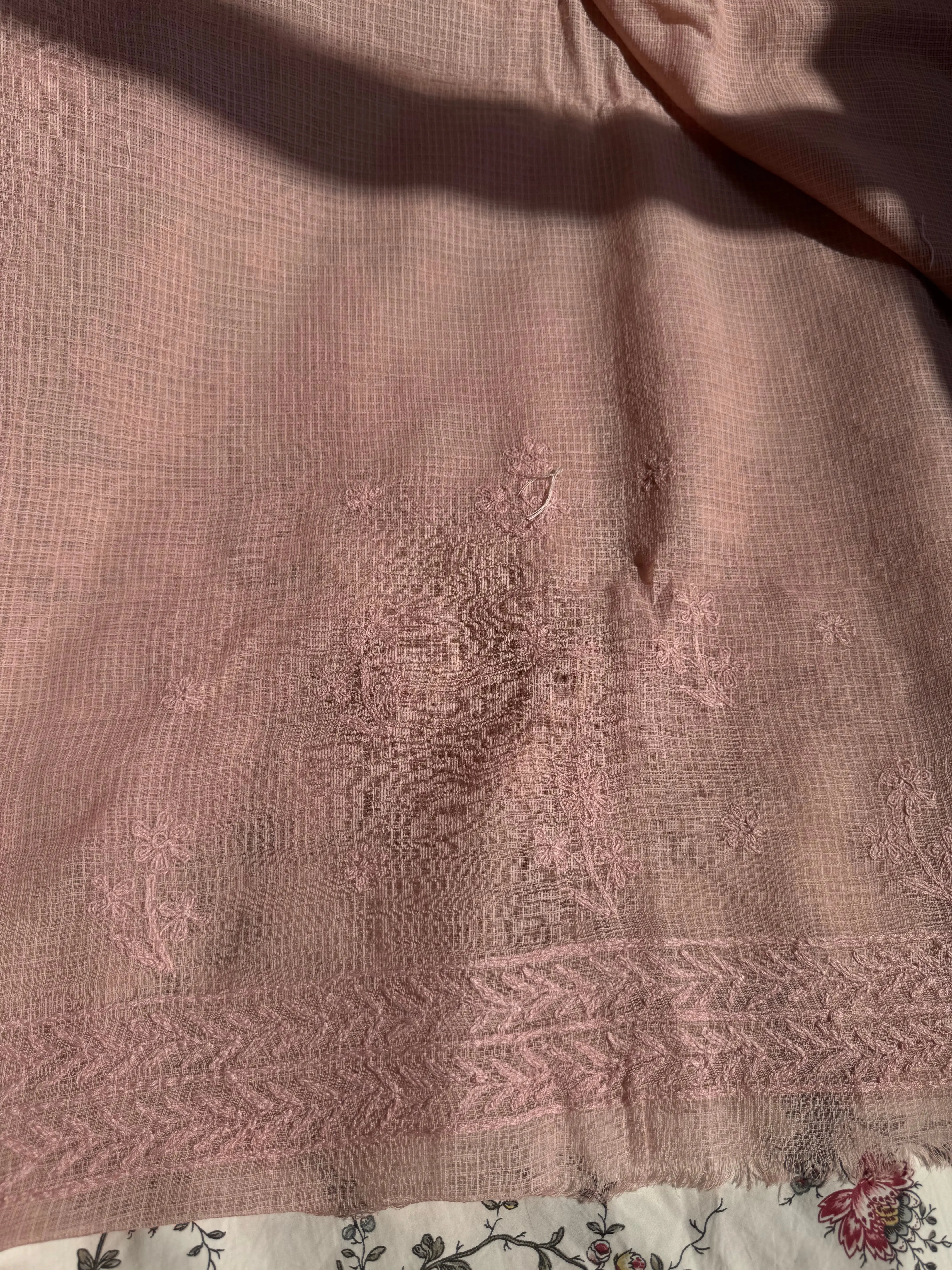 Kota Chikankari saree in Pale Pink ARIAA CHIKANKARI 