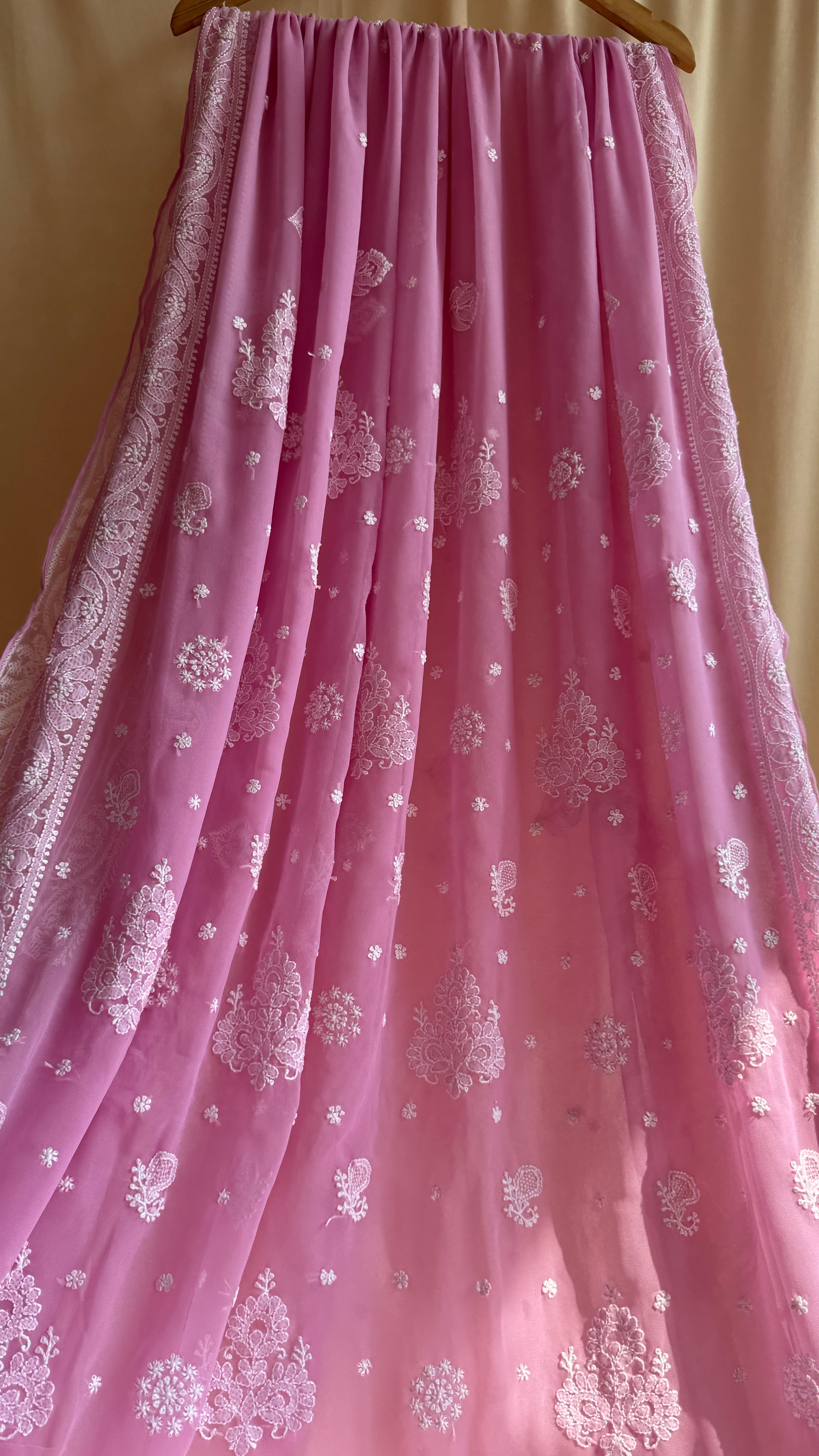 Georgette Chikankari saree in Pink
