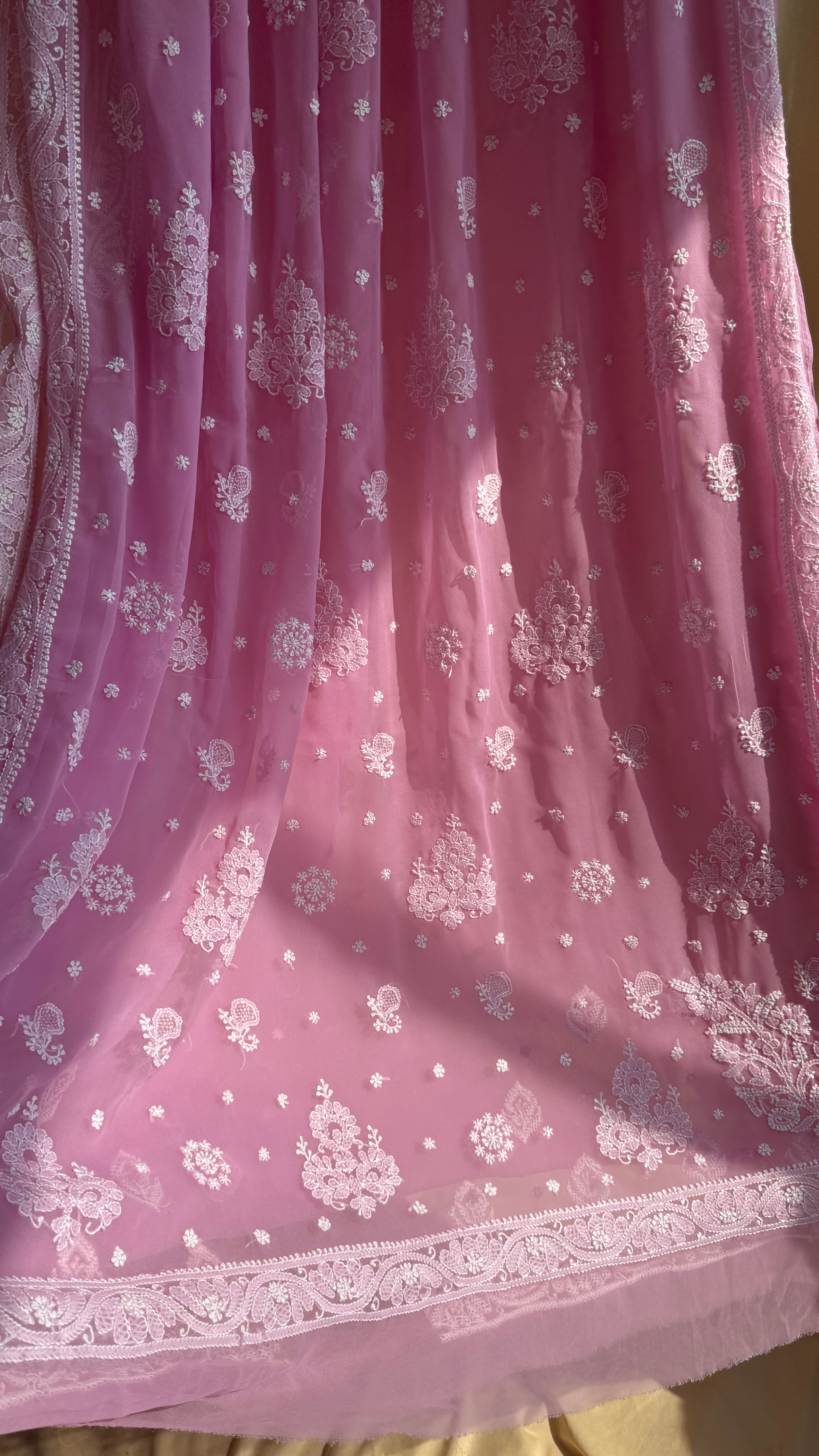 Georgette Chikankari saree in Pink