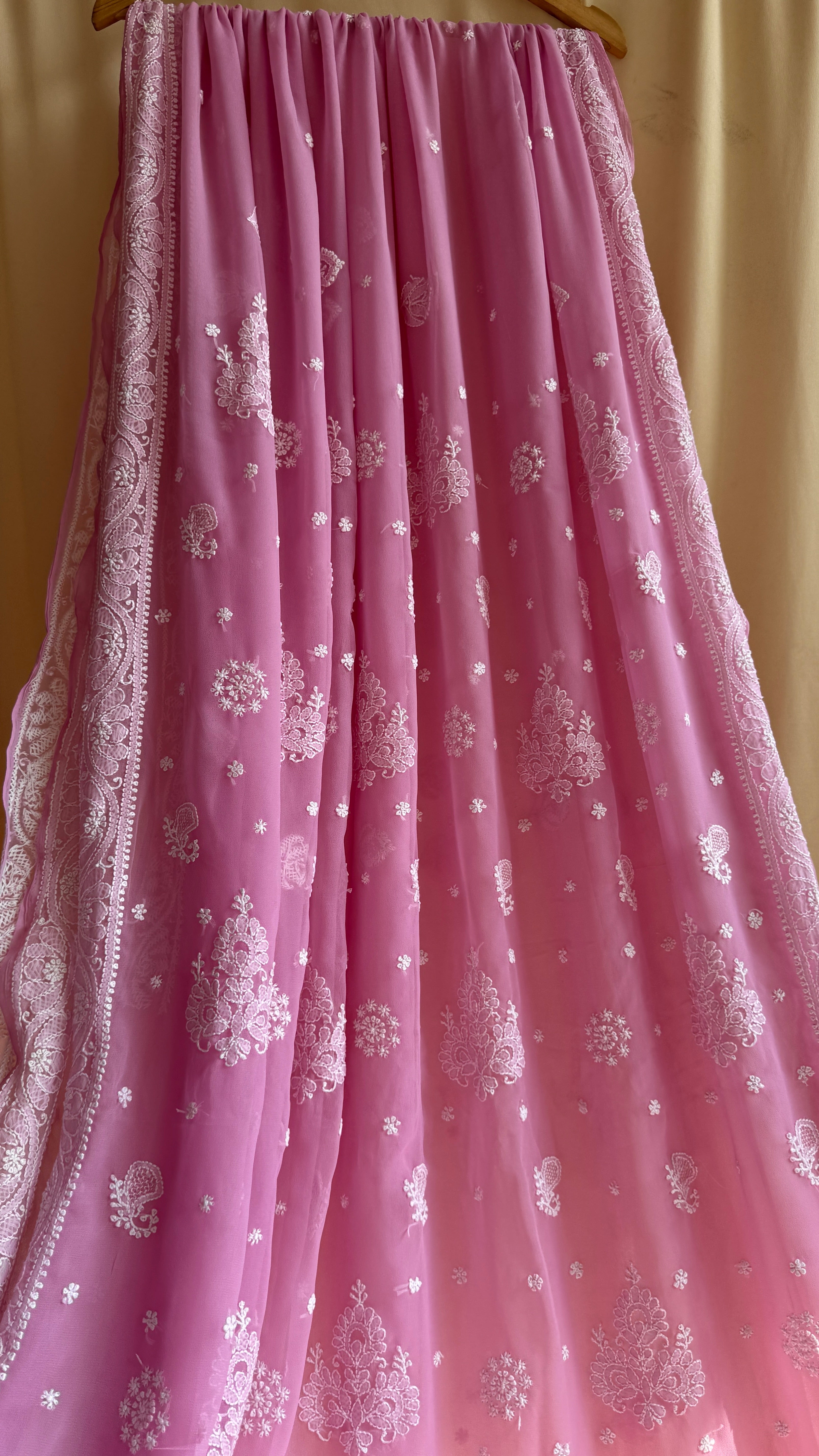Georgette Chikankari saree in Pink