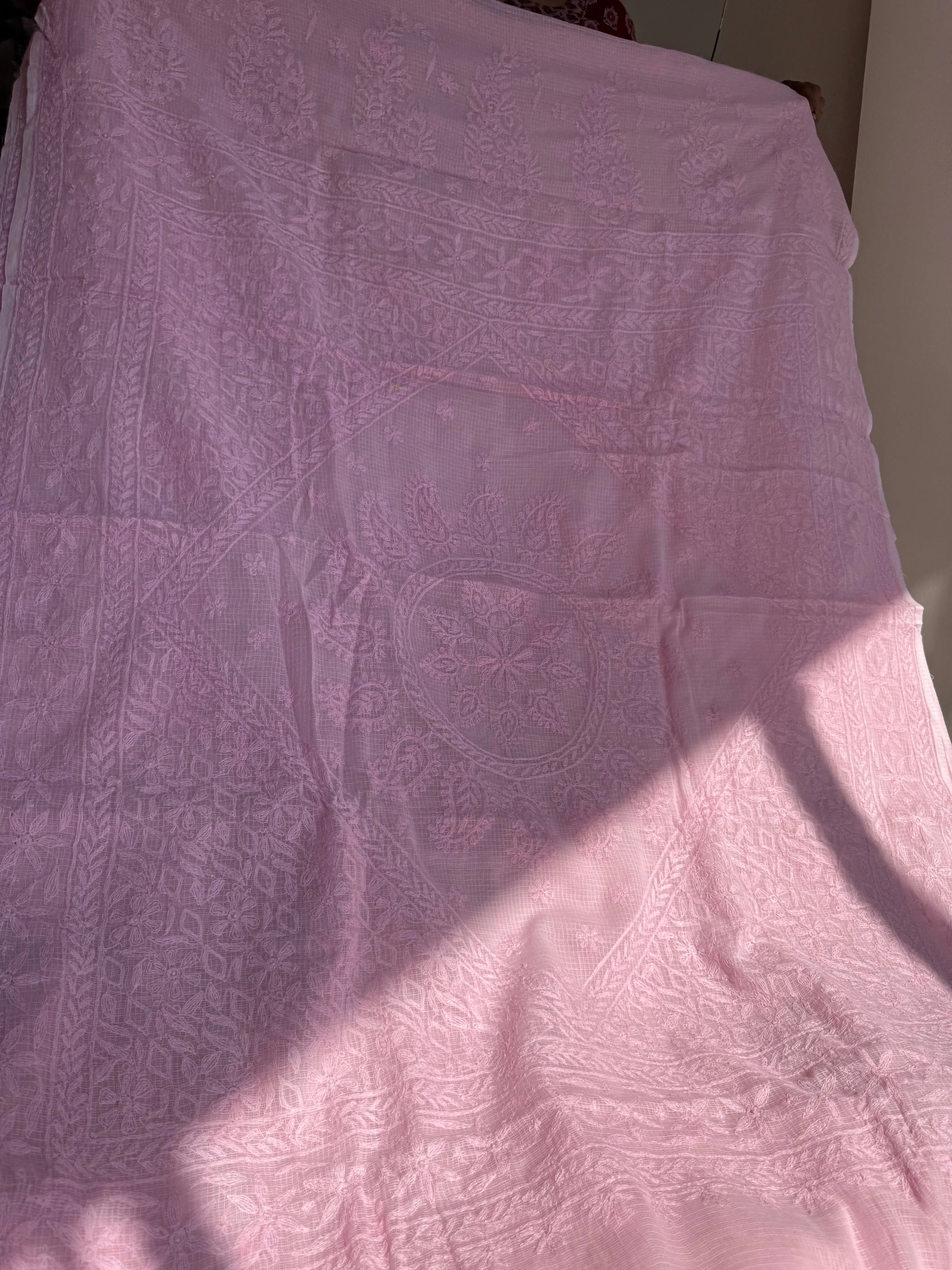 Kota Chikankari saree in Pink ARIAA CHIKANKARI 
