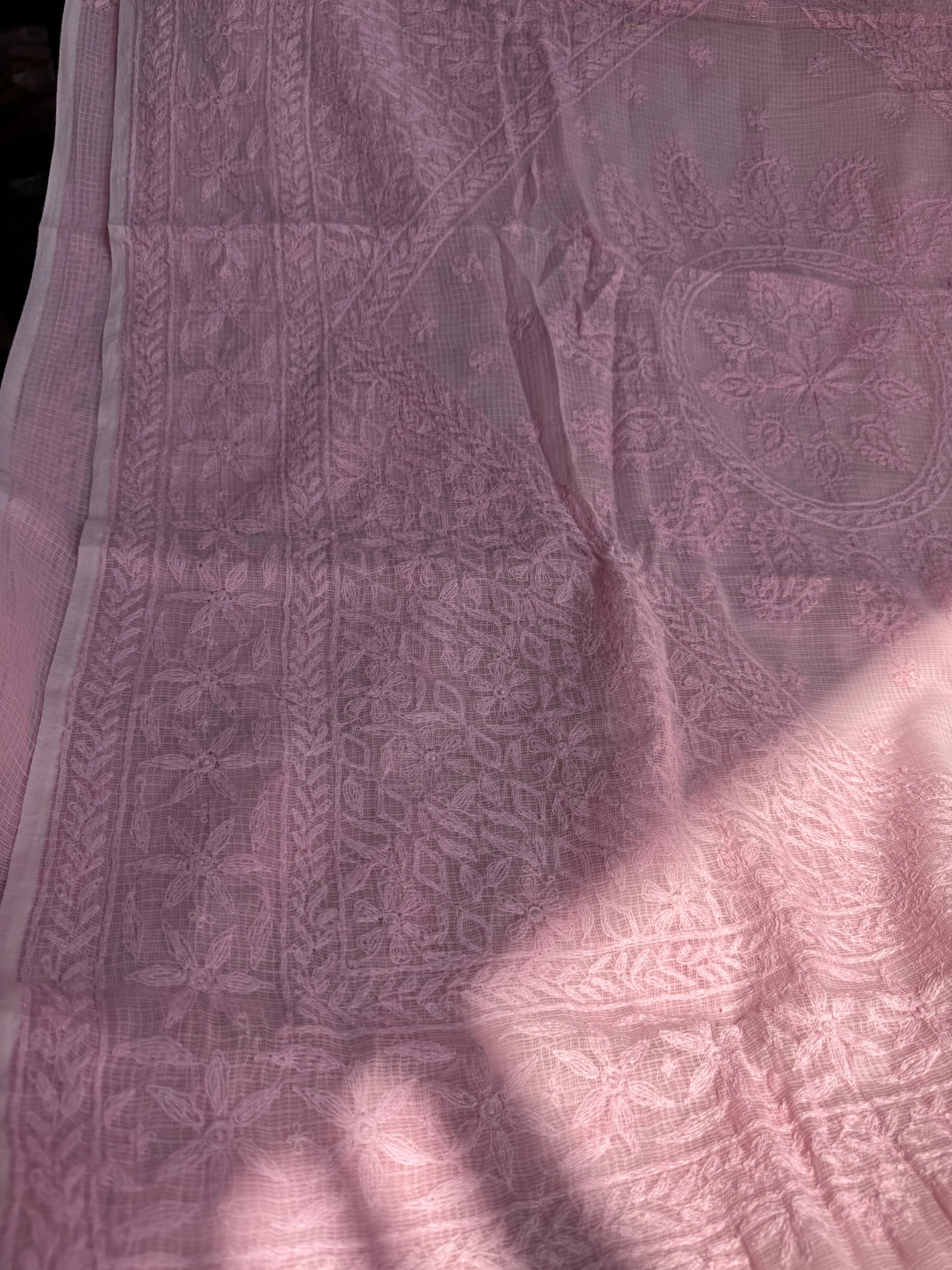 Kota Chikankari saree in Pink ARIAA CHIKANKARI 