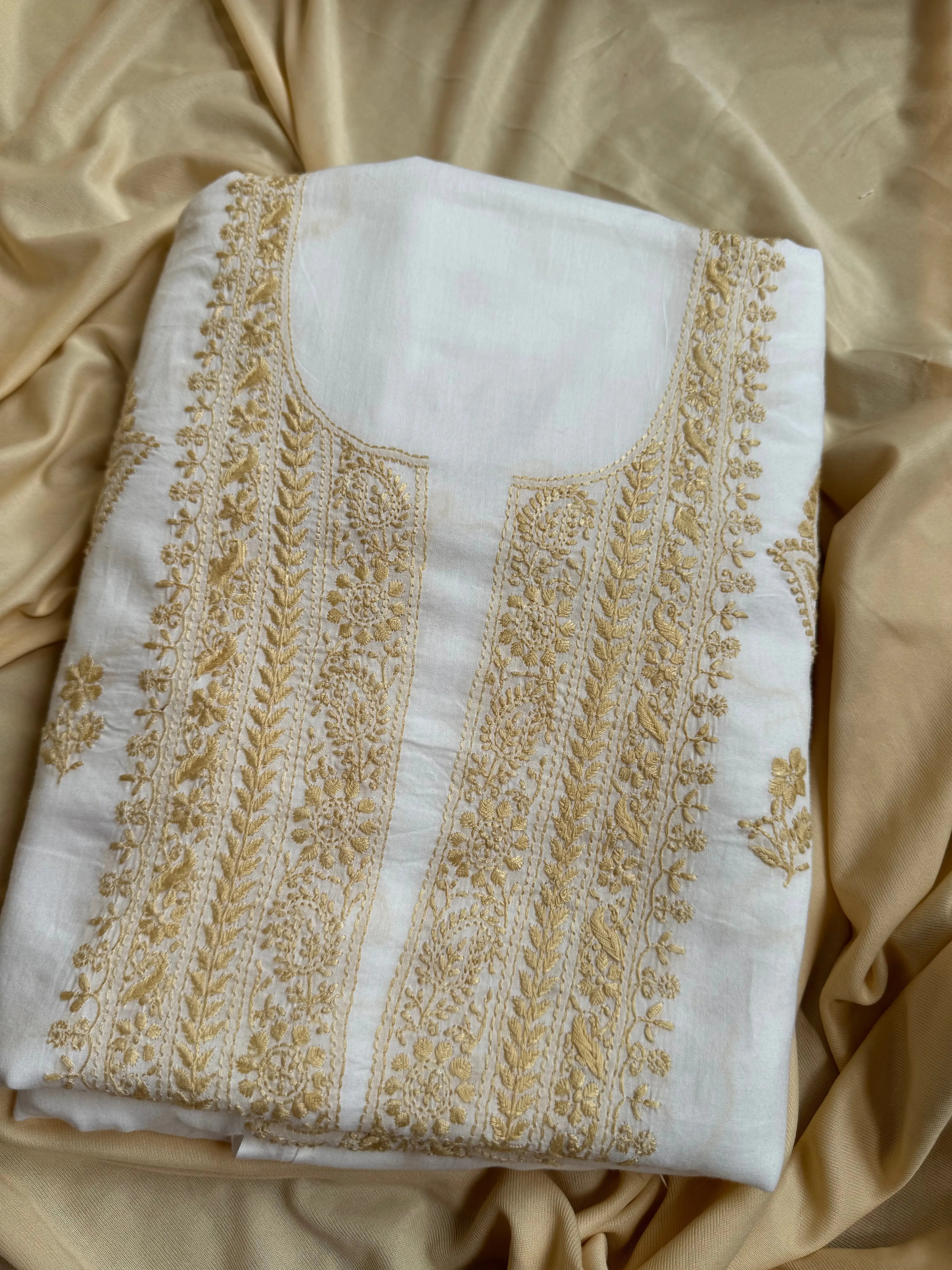 Mul cotton -Unstitched set - Kurti with Dupatta - ARIAA CHIKANKARI ARIAA CHIKANKARI 