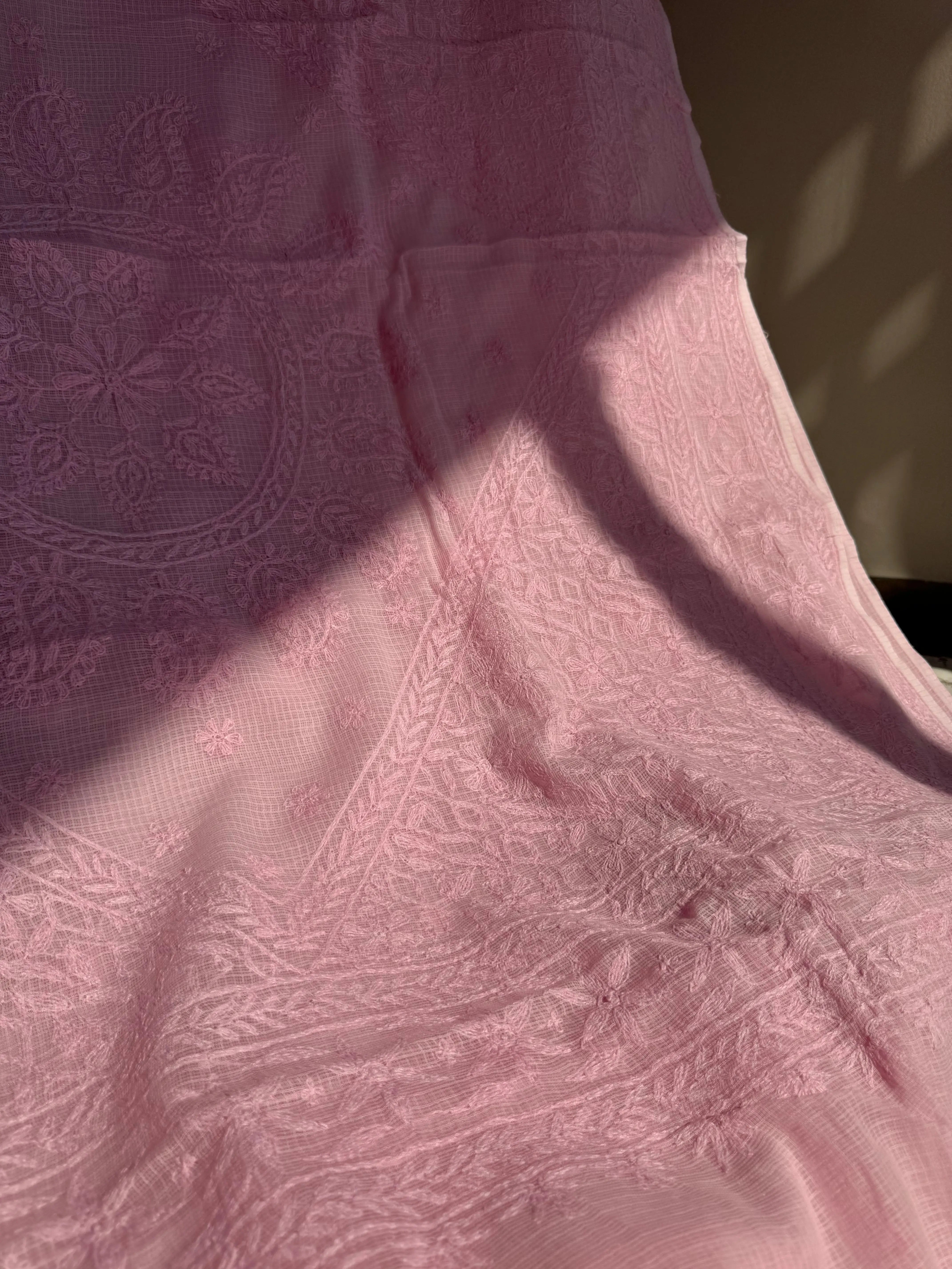 Kota Chikankari saree in Pink ARIAA CHIKANKARI 