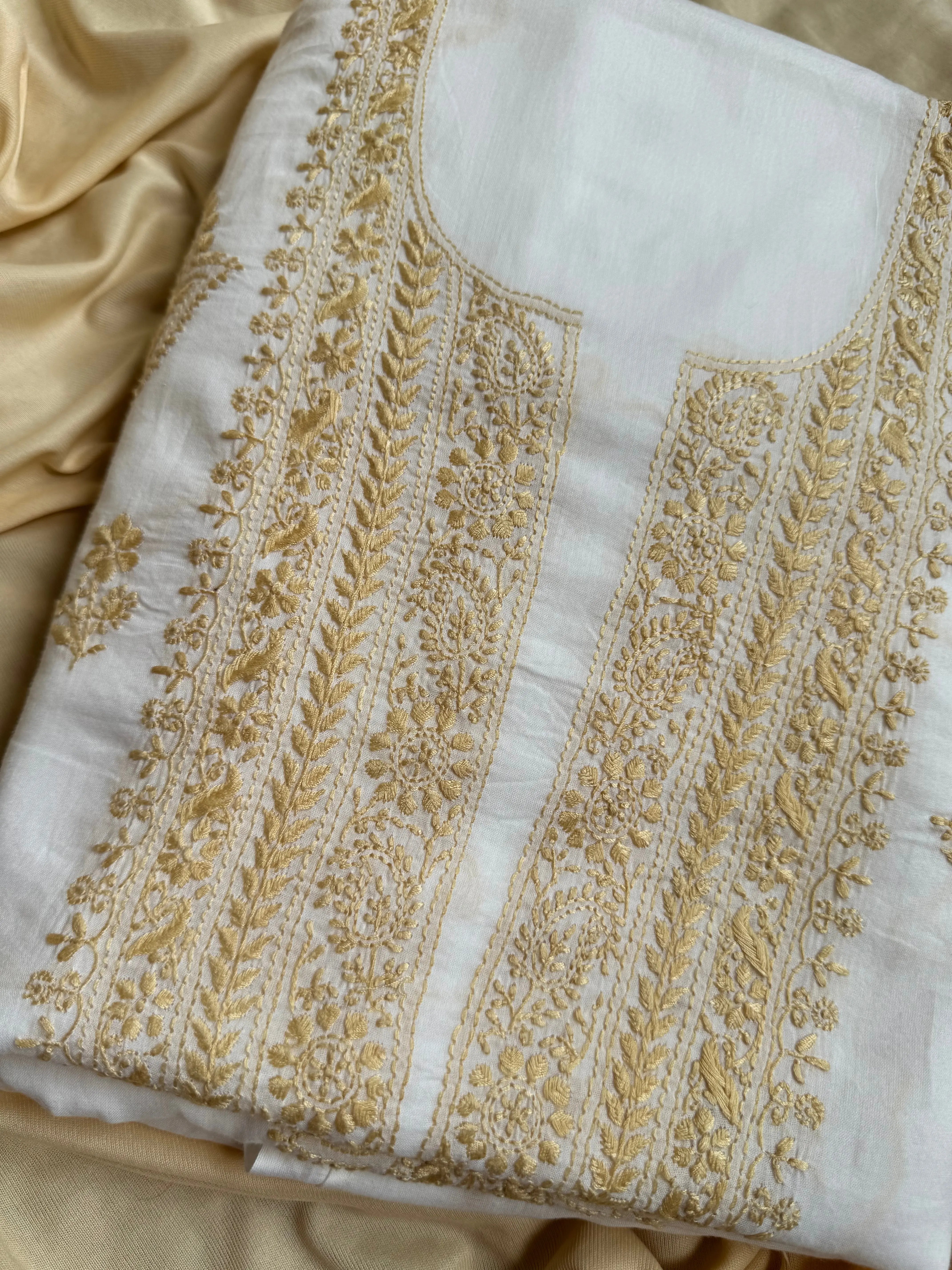 Mul cotton -Unstitched set - Kurti with Dupatta - ARIAA CHIKANKARI ARIAA CHIKANKARI 