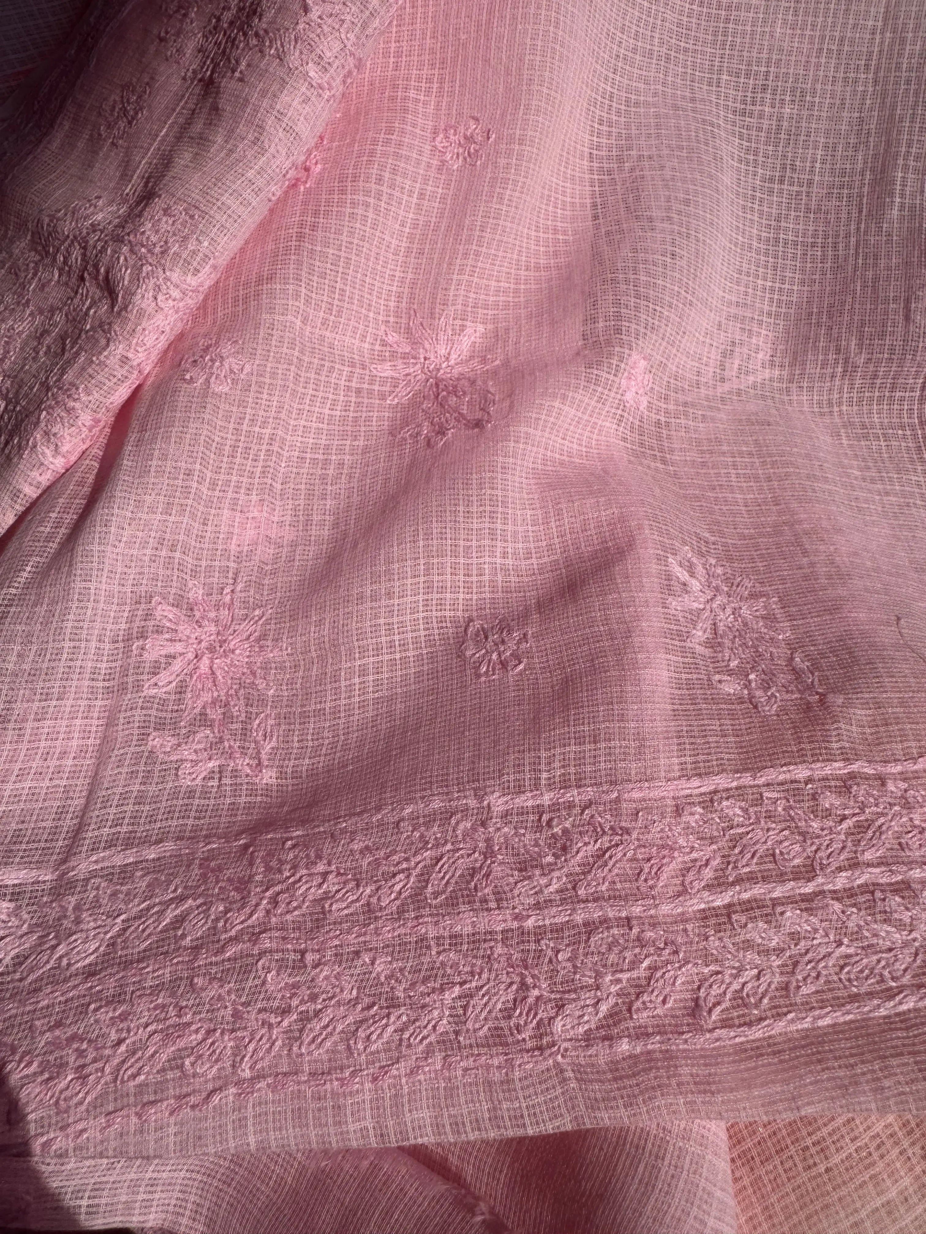 Kota Chikankari saree in Pink ARIAA CHIKANKARI 