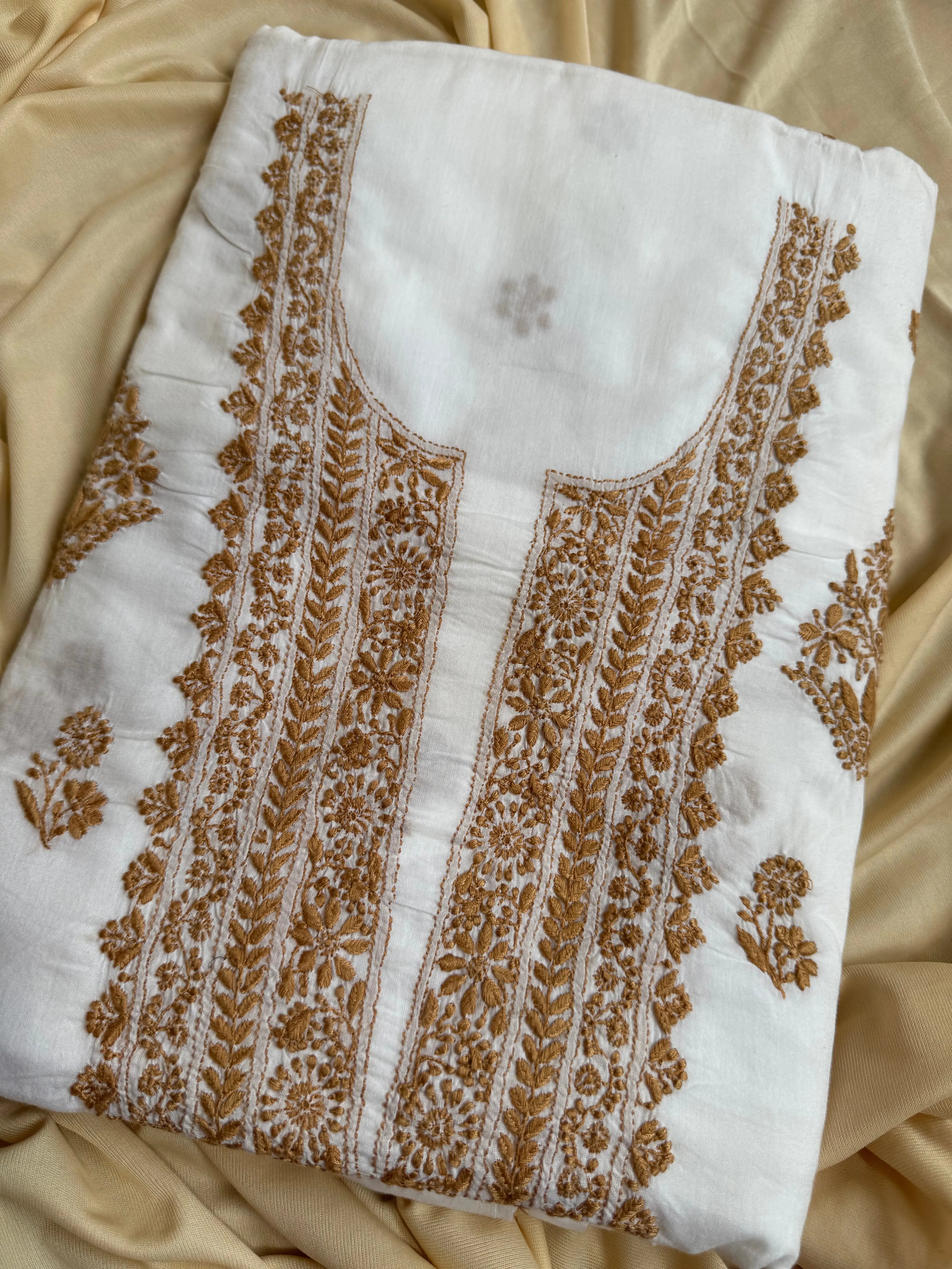 Mul cotton -Unstitched set - Kurti with Dupatta - ARIAA CHIKANKARI ARIAA CHIKANKARI 