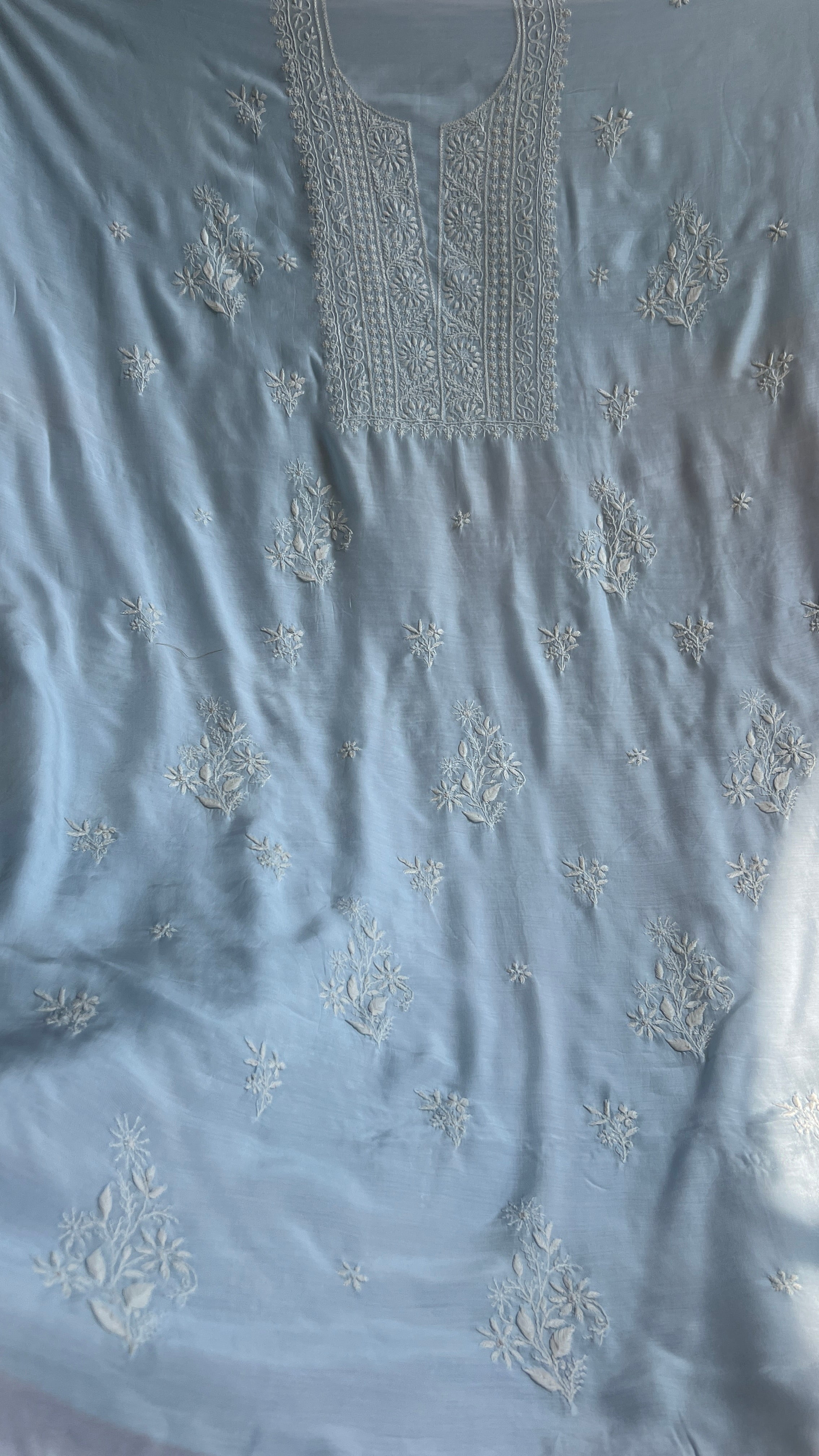 Pure Muslin kurti Length unstitched - Blue